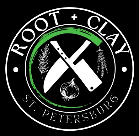 Logo of Root + Clay restaurant in St. Petersburg