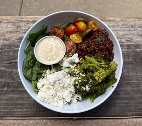 Fresh Mediterranean kale salad with chickpeas and cherry tomatoes