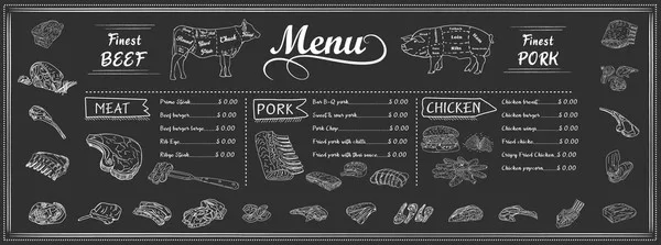 Menu board displaying various food and drink options at a restaurant.