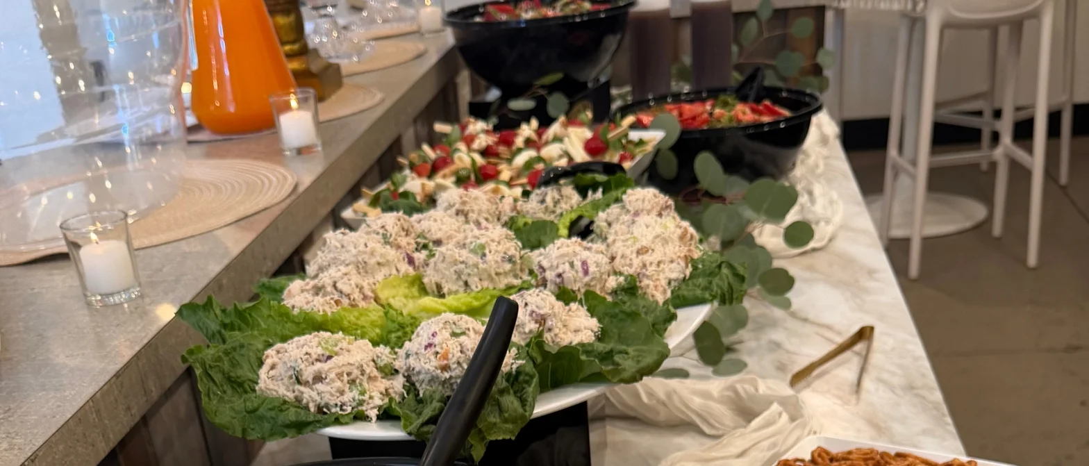 Pasta salad in a Mediterranean style with fresh vegetables