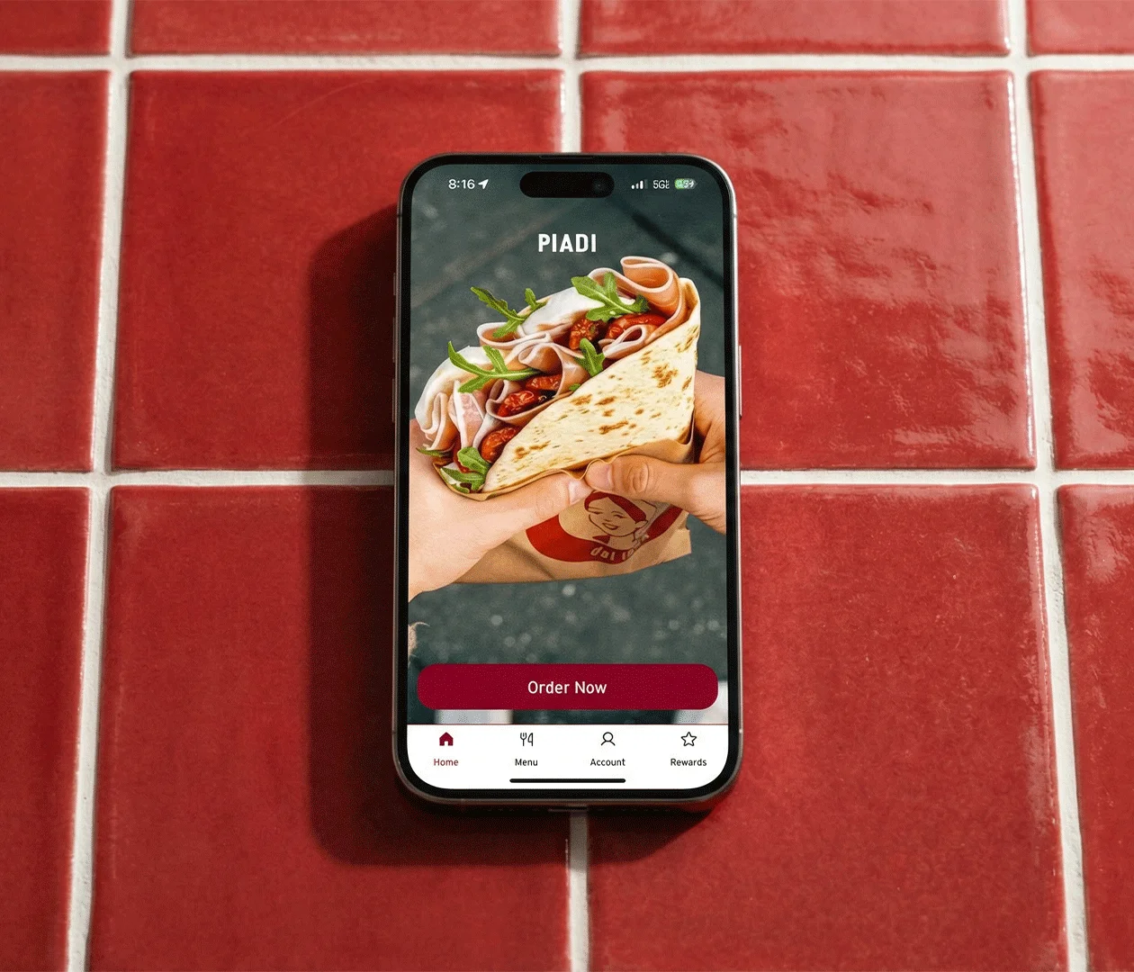 Delicious piadina wrapped with fresh ingredients