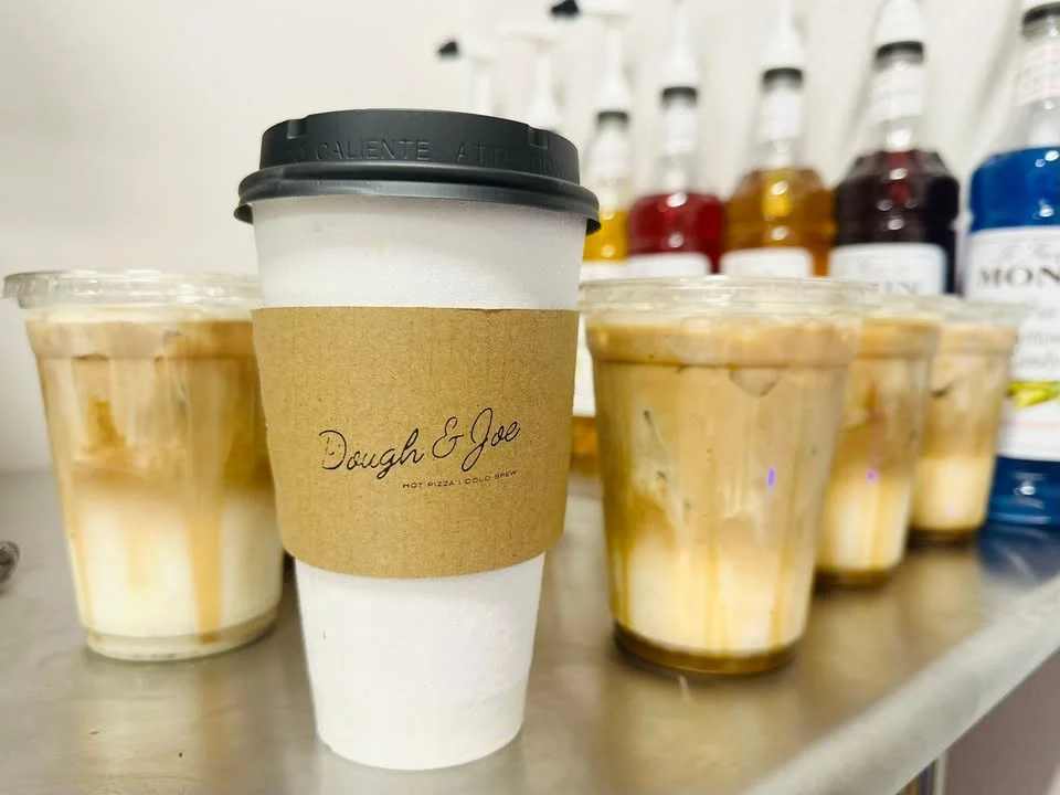 Coffee drinks from Dough & Joe with iced and hot options