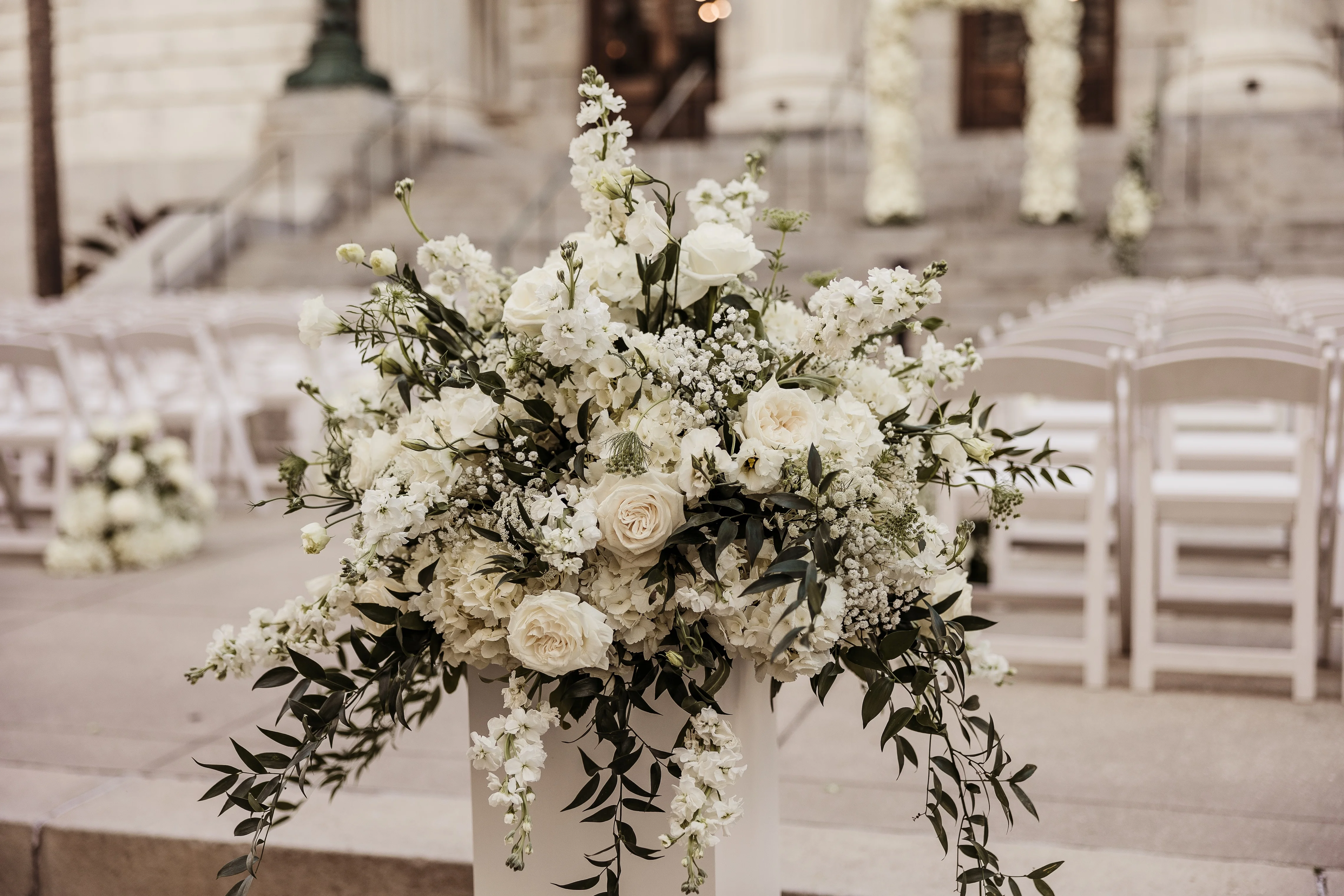 Elegant floral arrangement for a wedding ceremony