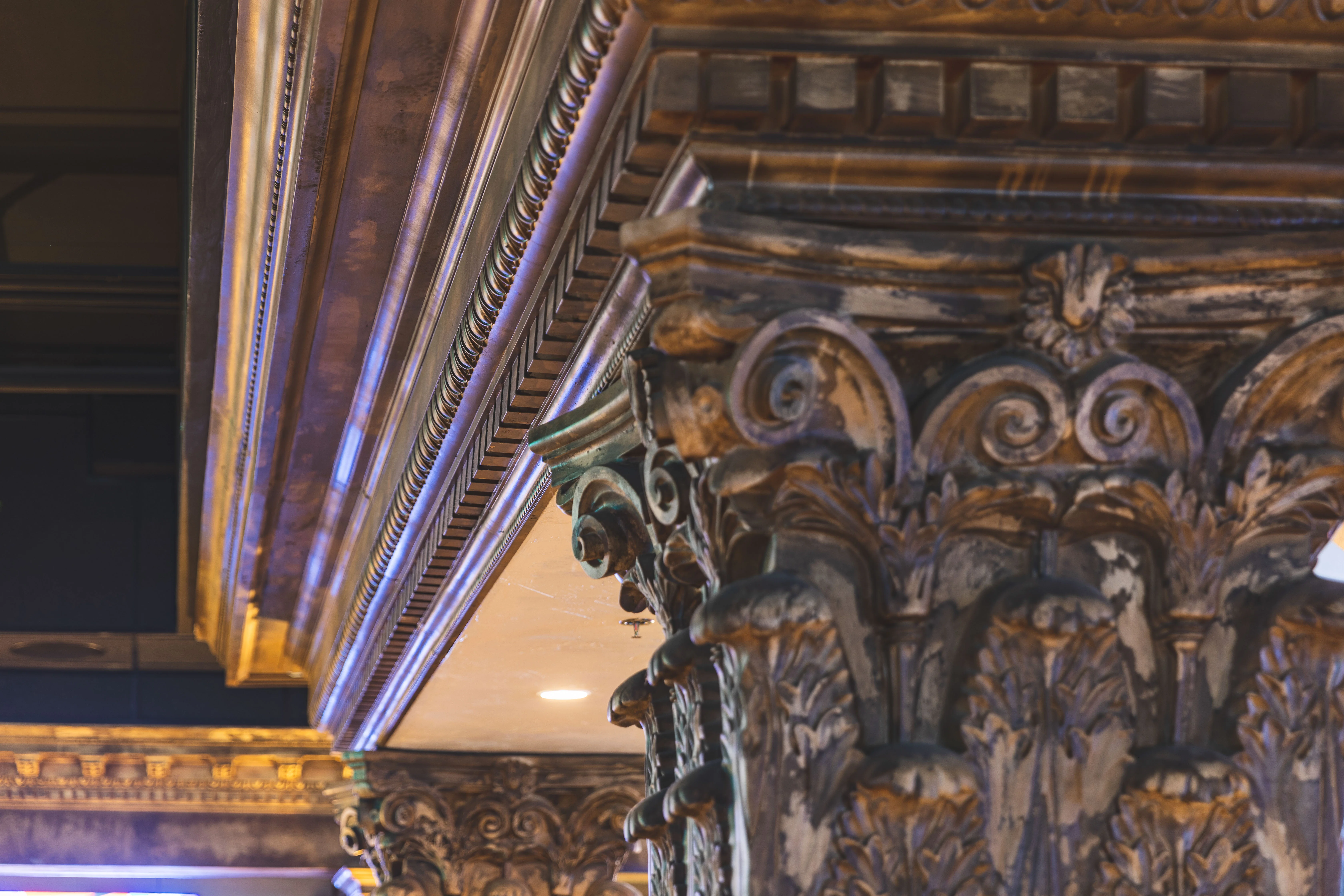 Ornate architectural details of a restaurant interior