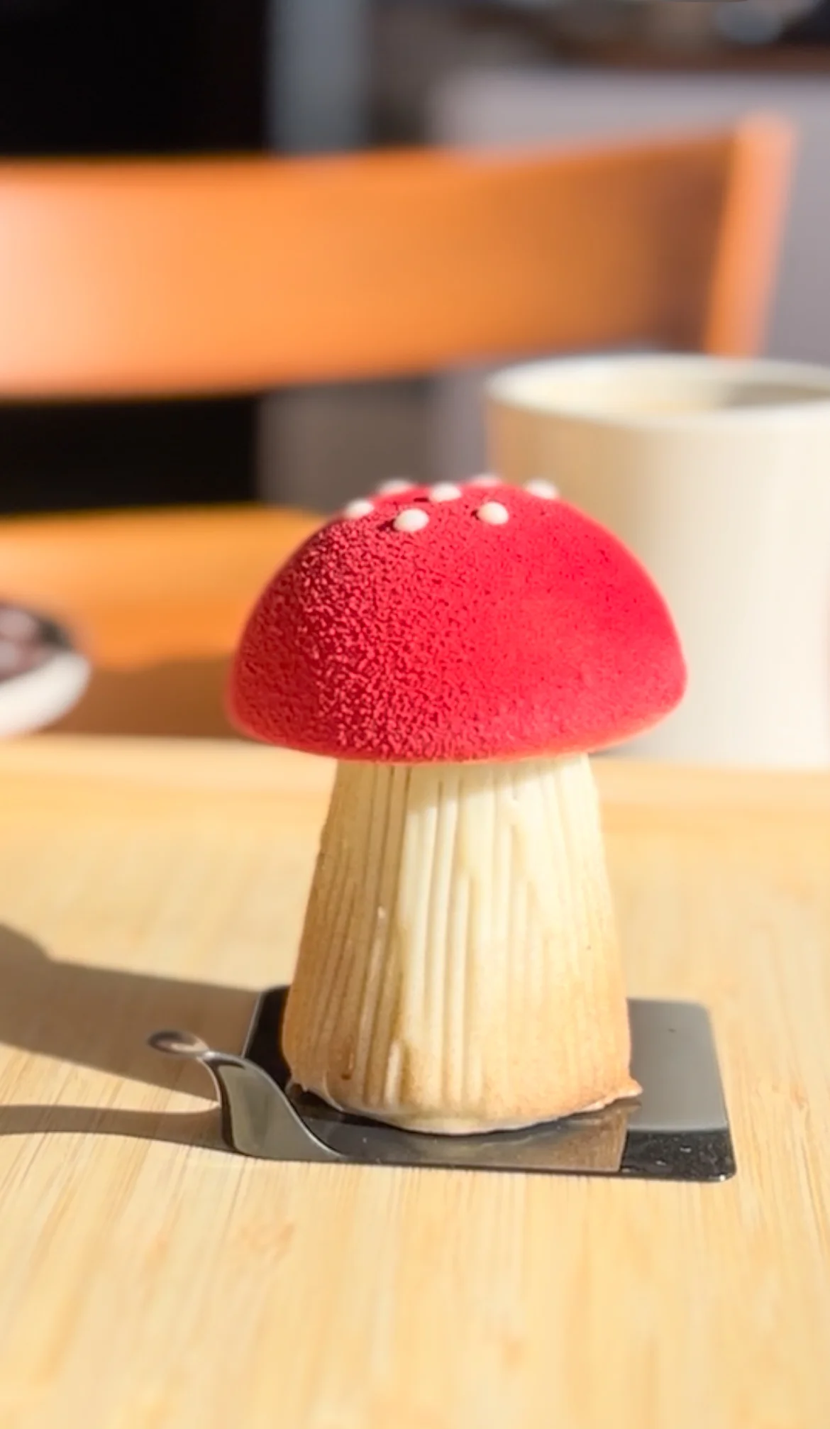Artistic mushroom dessert resembling a toadstool