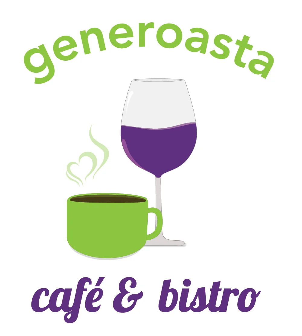 Logo of Generoasta café and bistro featuring coffee and wine