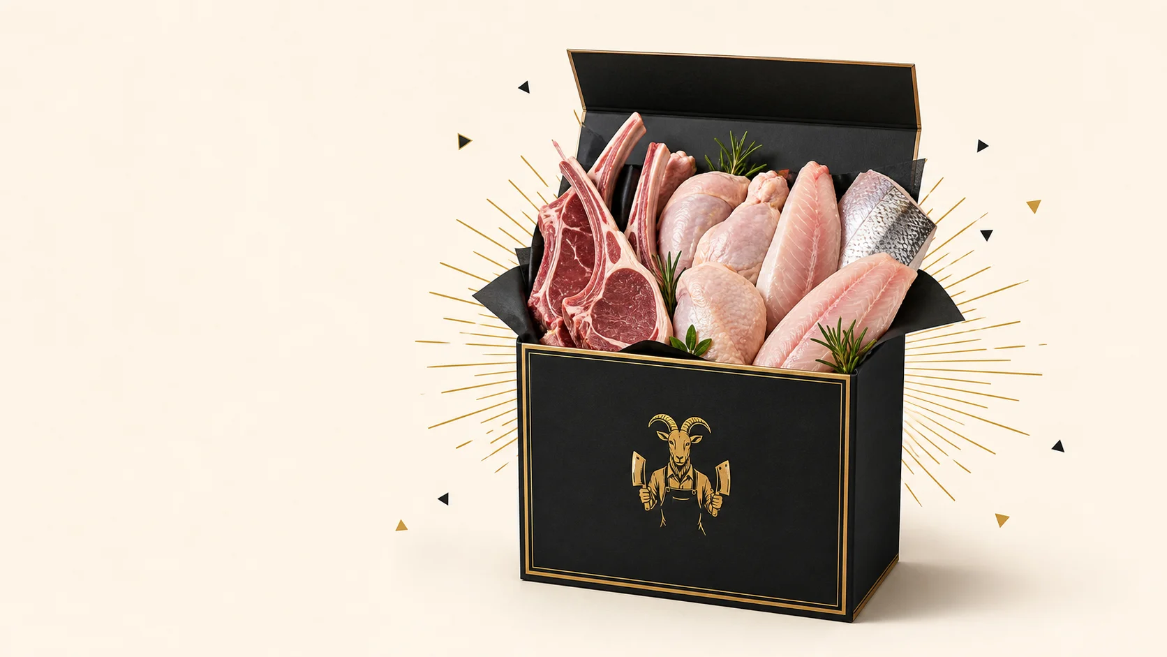 Premium meat selection in a gourmet gift box