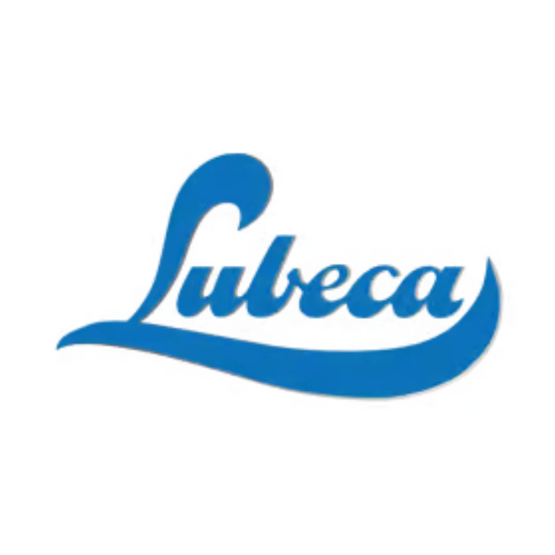 Logo of Lubeca restaurant in blue cursive font