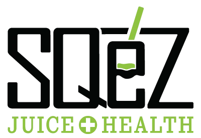 SQéZ Juice + Health logo design