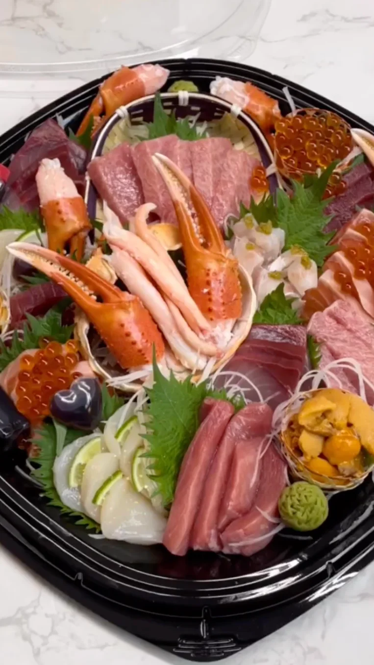 Japanese sashimi platter with assorted seafood