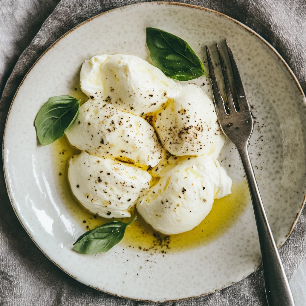 Buffalo mozzarella served plain on a white plate