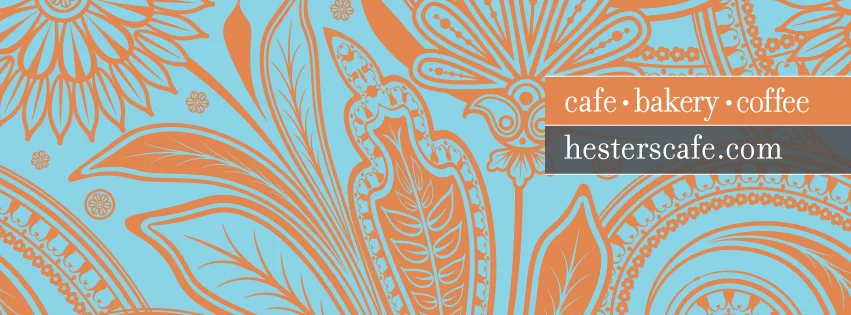 Colorful cafe branding with floral design elements