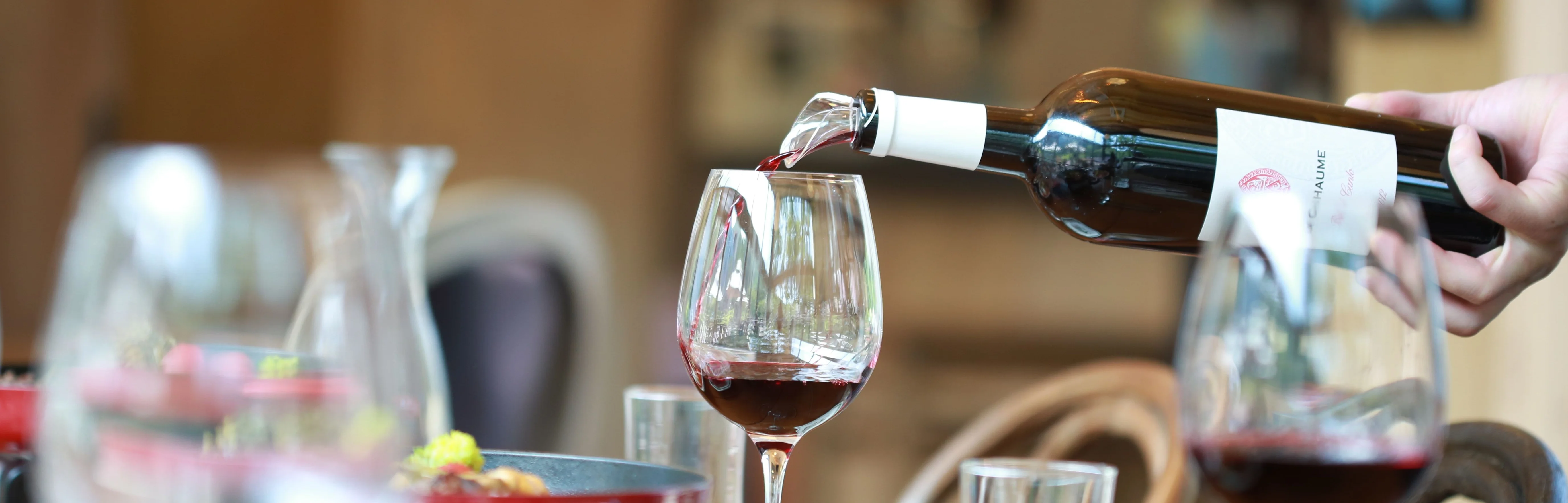 Elegant display of wine glasses on a modern bar counter