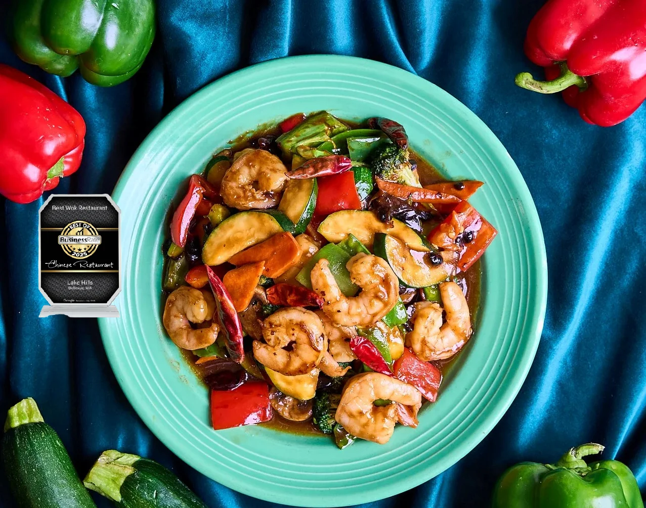Szechuan shrimp stir-fry with colorful vegetables