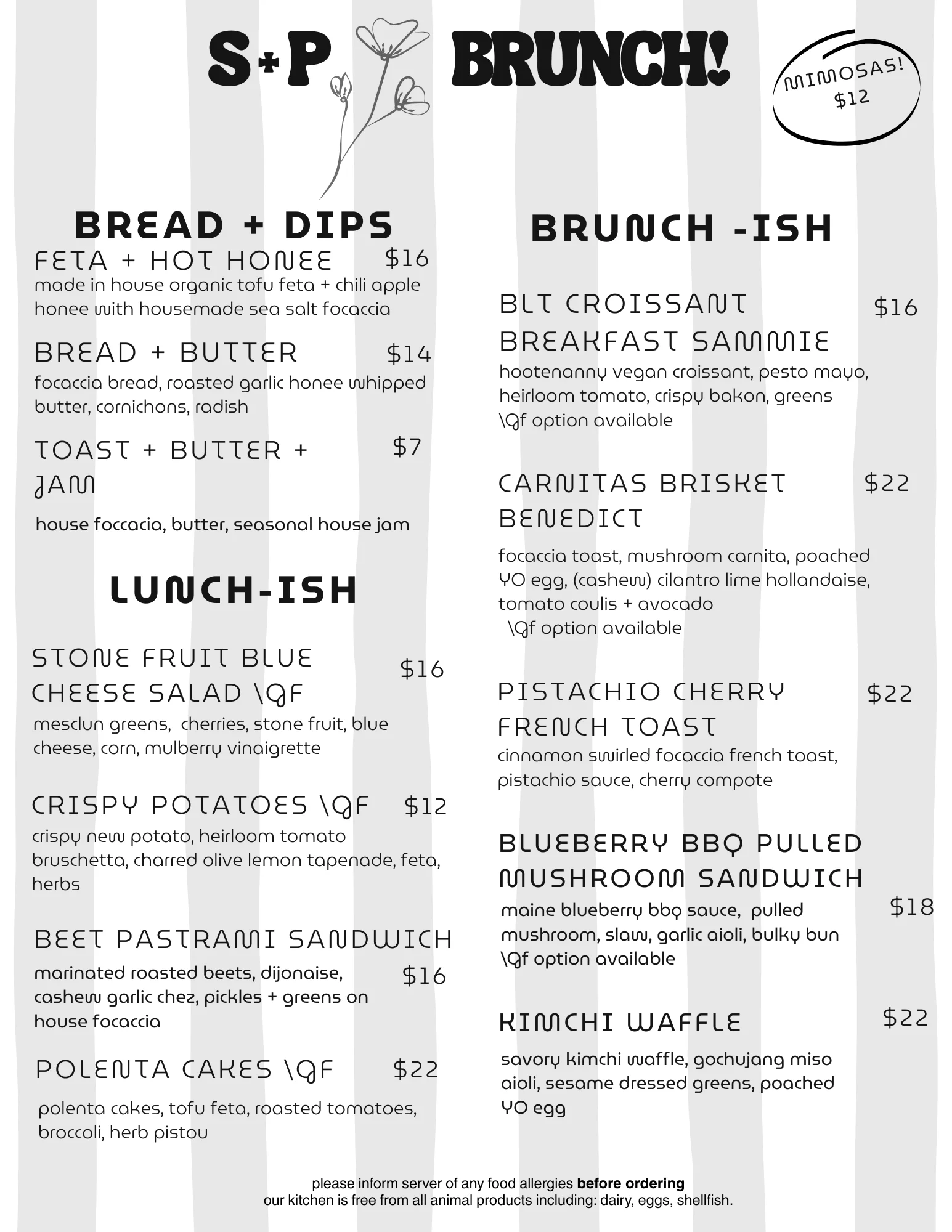 sample brunch menu