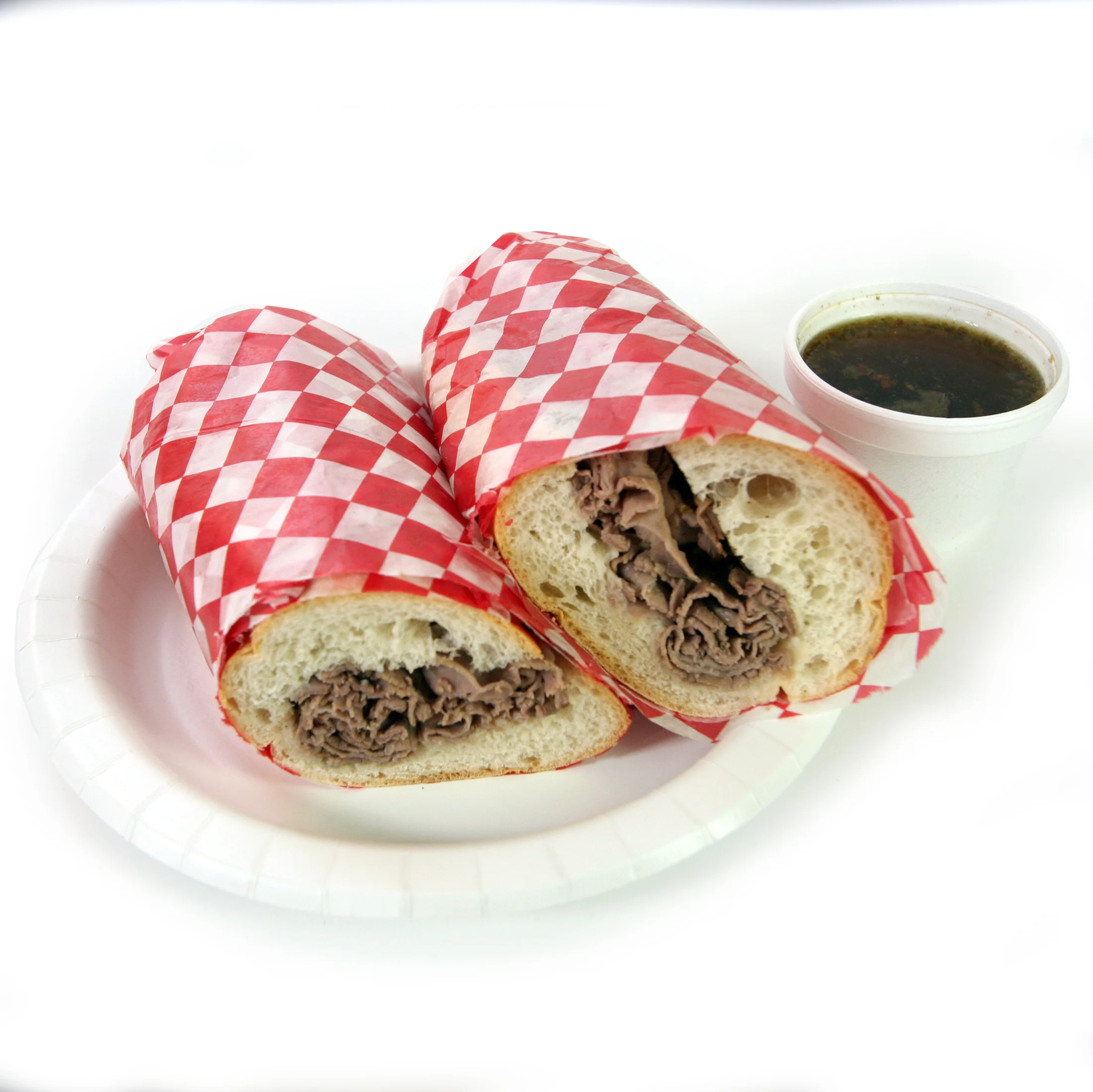 Classic Italian beef sandwich with au jus