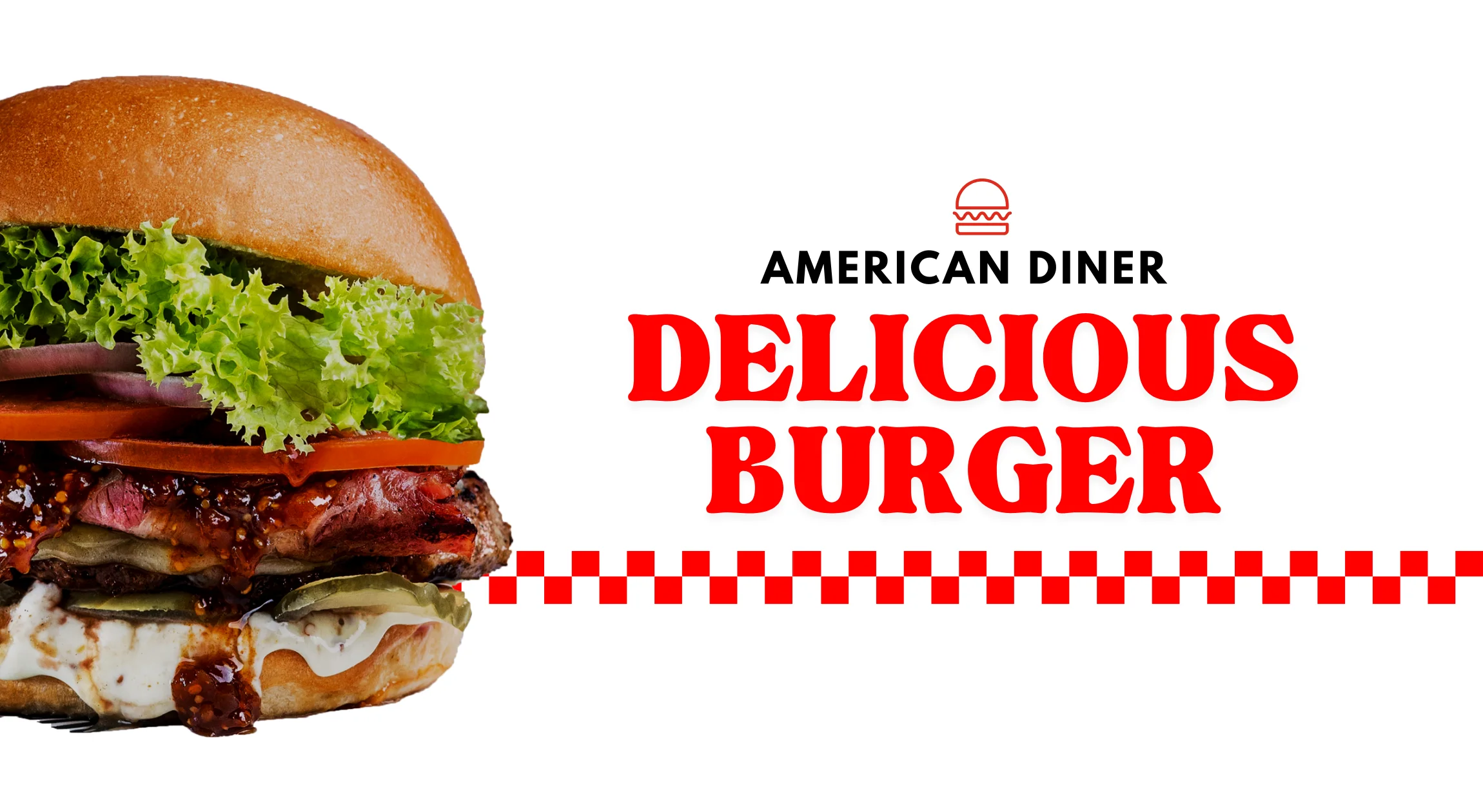 American diner delicious burger with fresh toppings