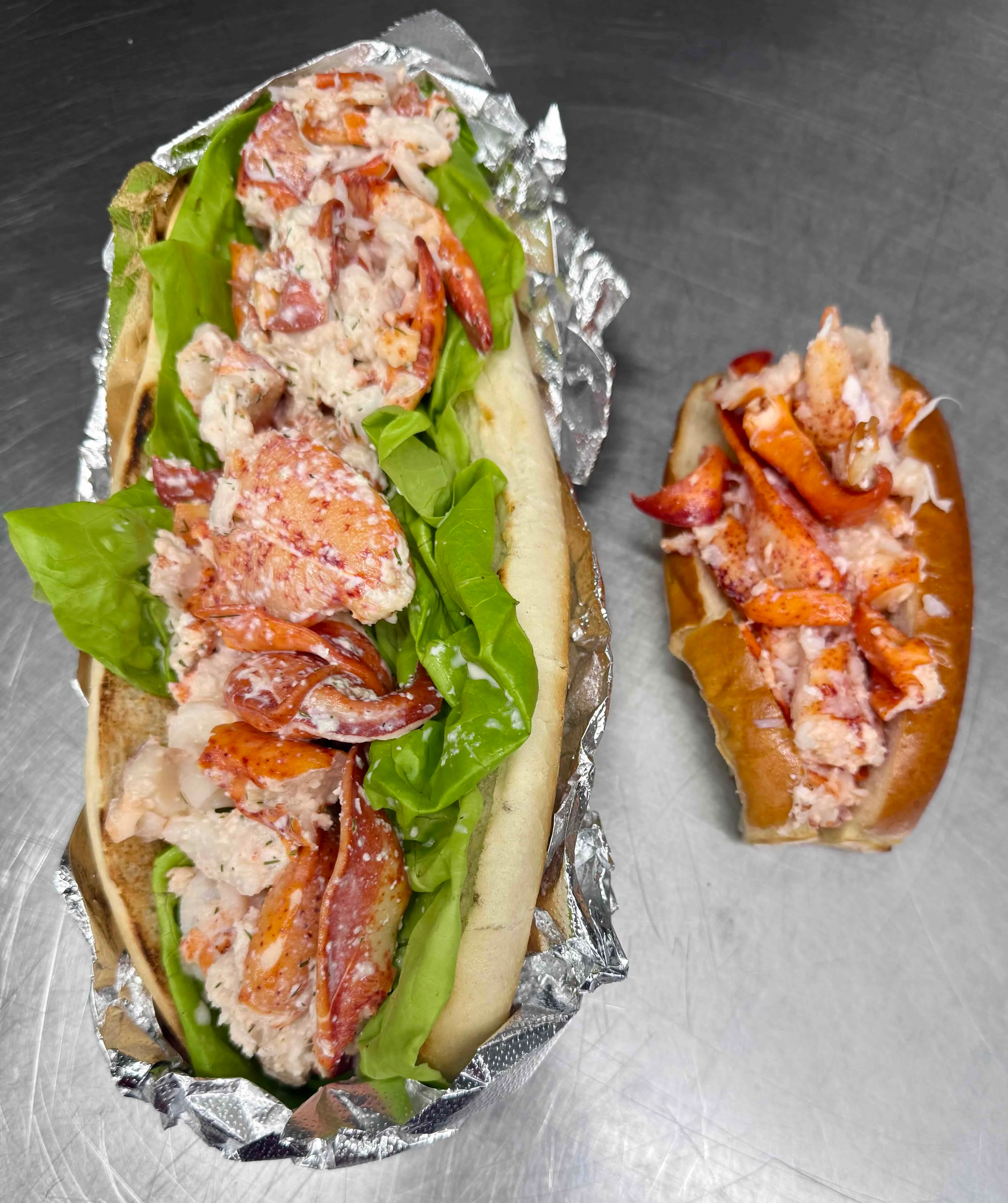 Maine lobster roll with fresh lettuce