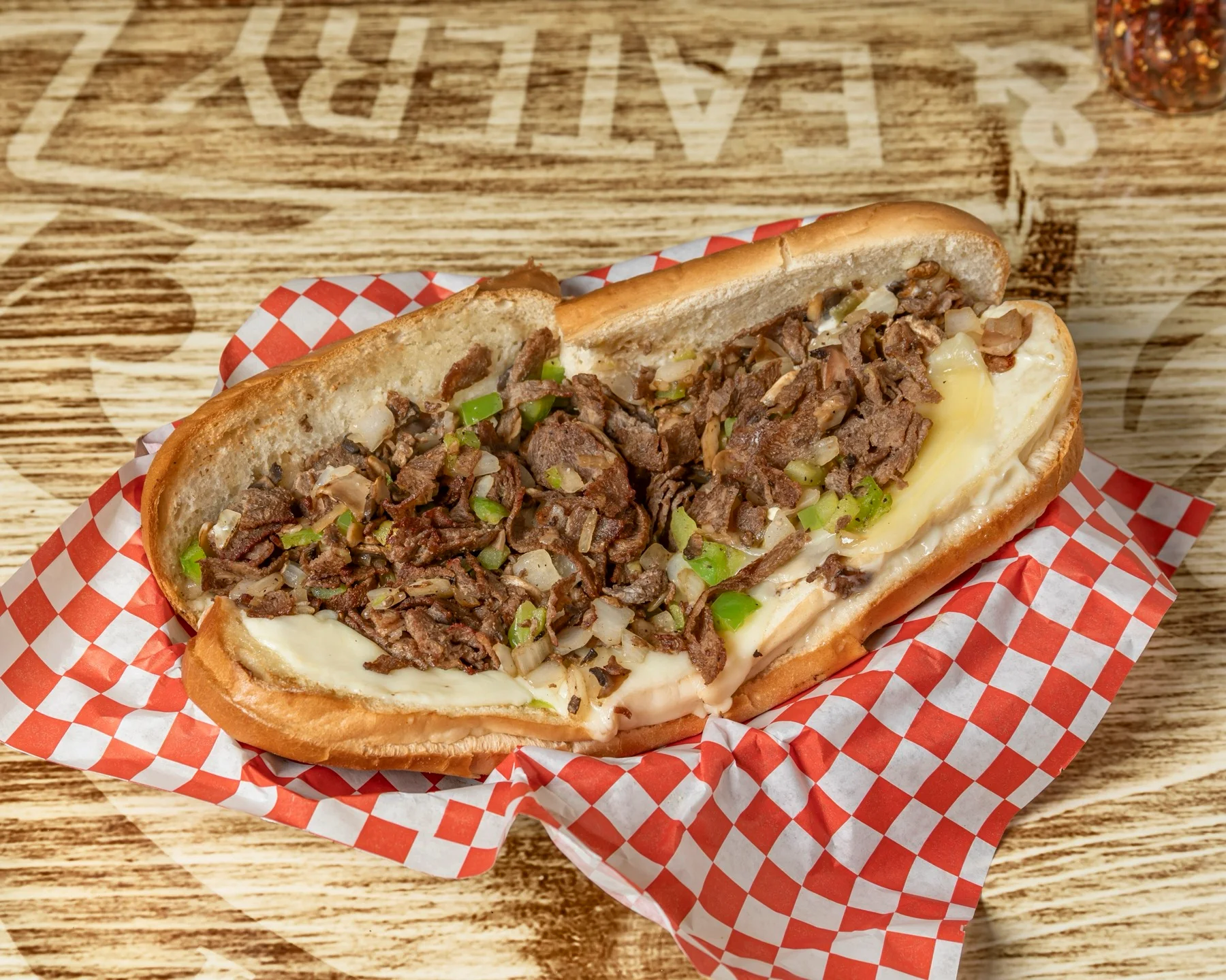 Philly cheesesteak sub with peppers, onions and provolone at Stadium Pepz