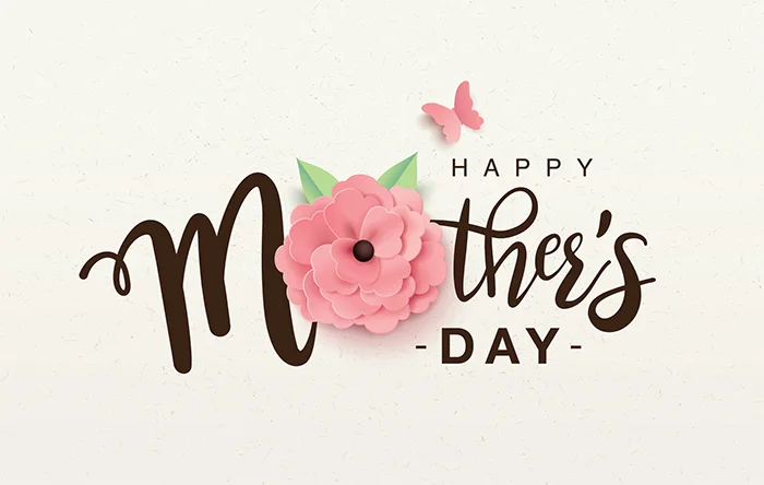 Happy Mother's Day greeting with floral design and butterfly