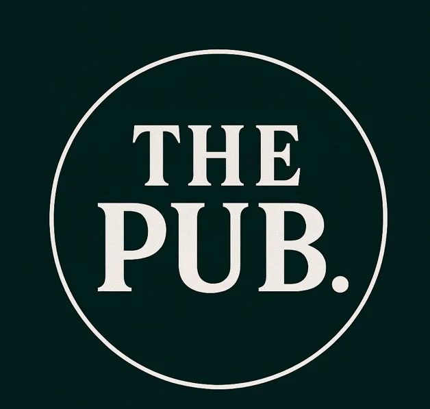 Logo of The Pub featuring bold text in a circular design.
