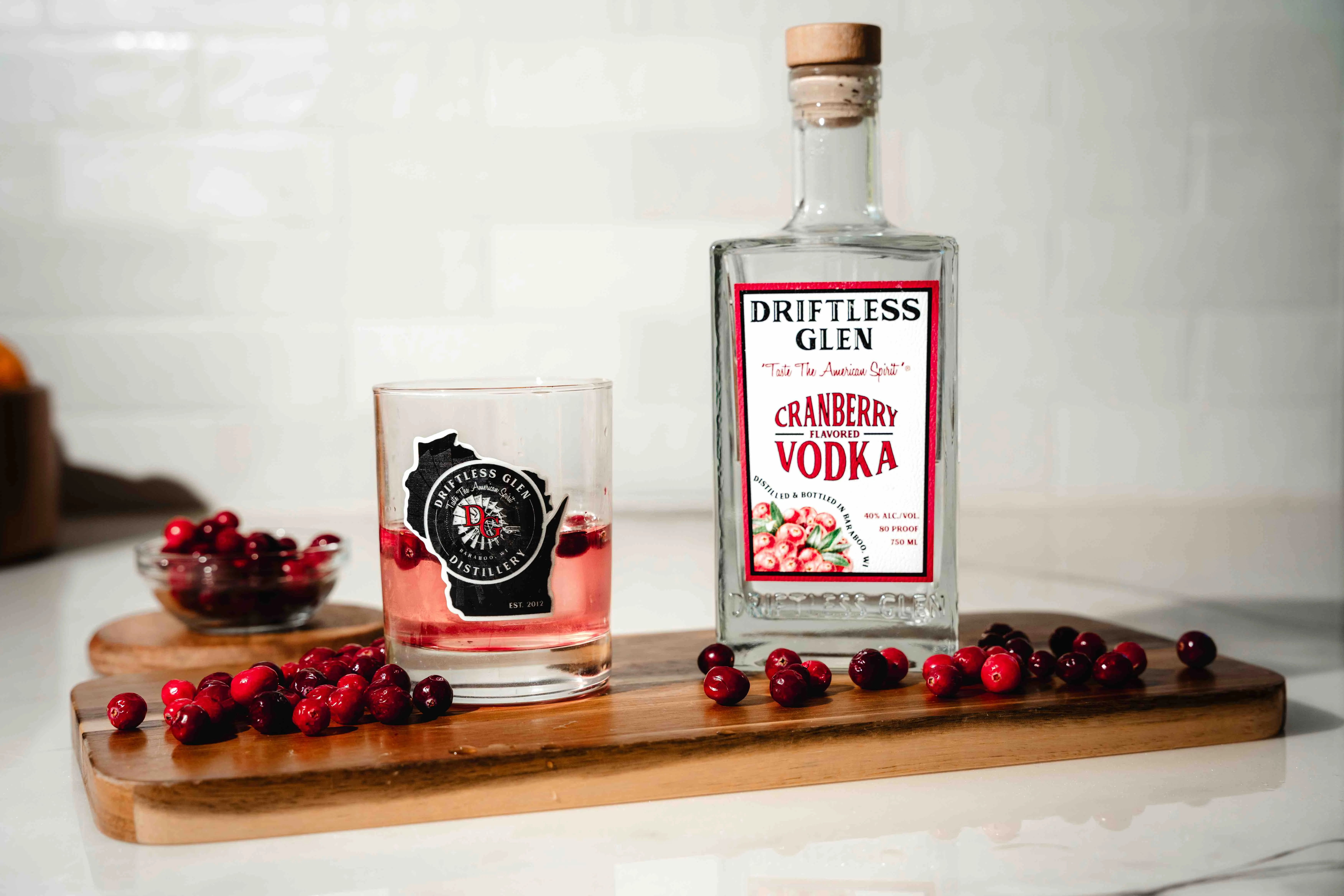A bottle of Cranberry Vodka