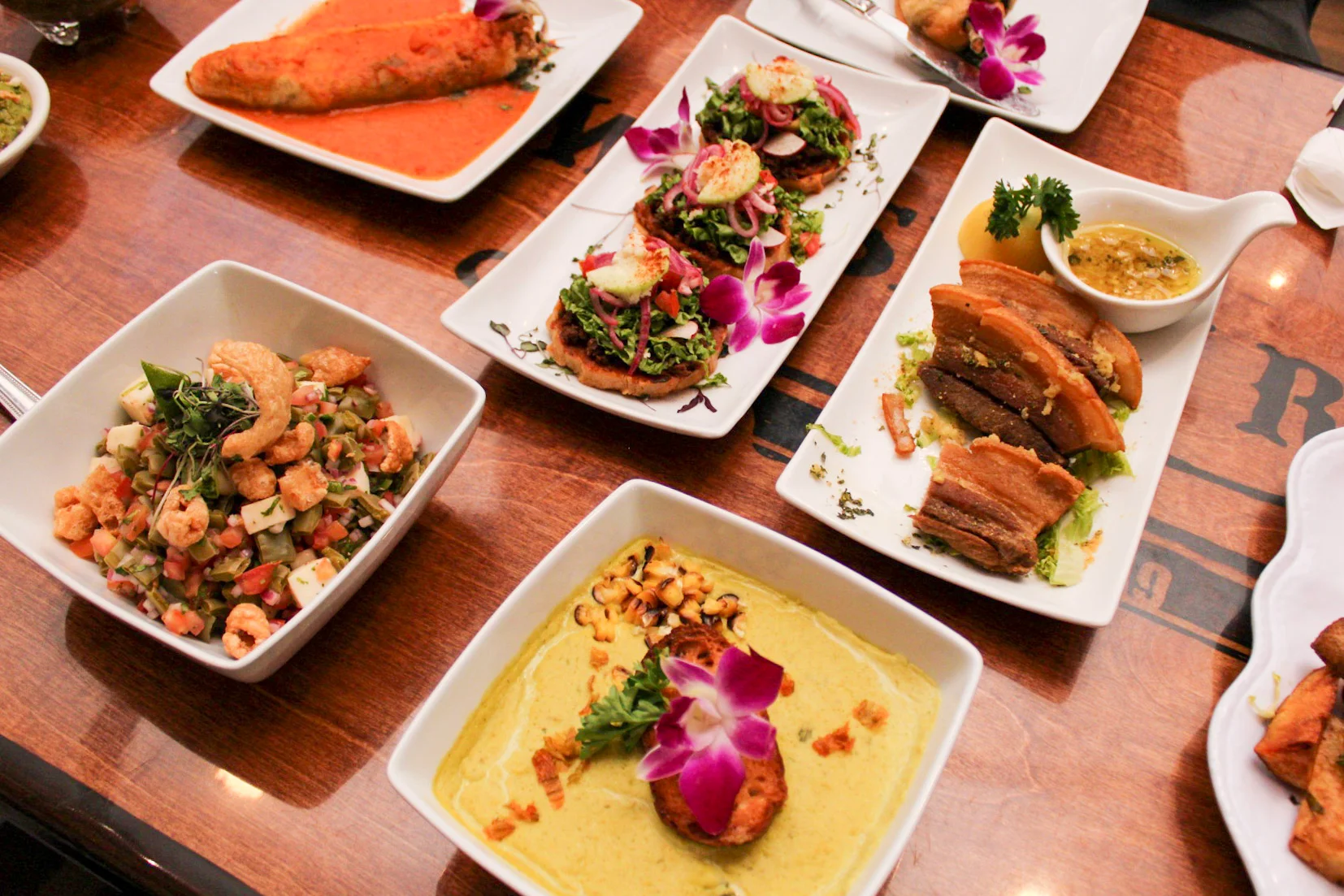 Colorful Mexican feast featuring enchiladas and tacos