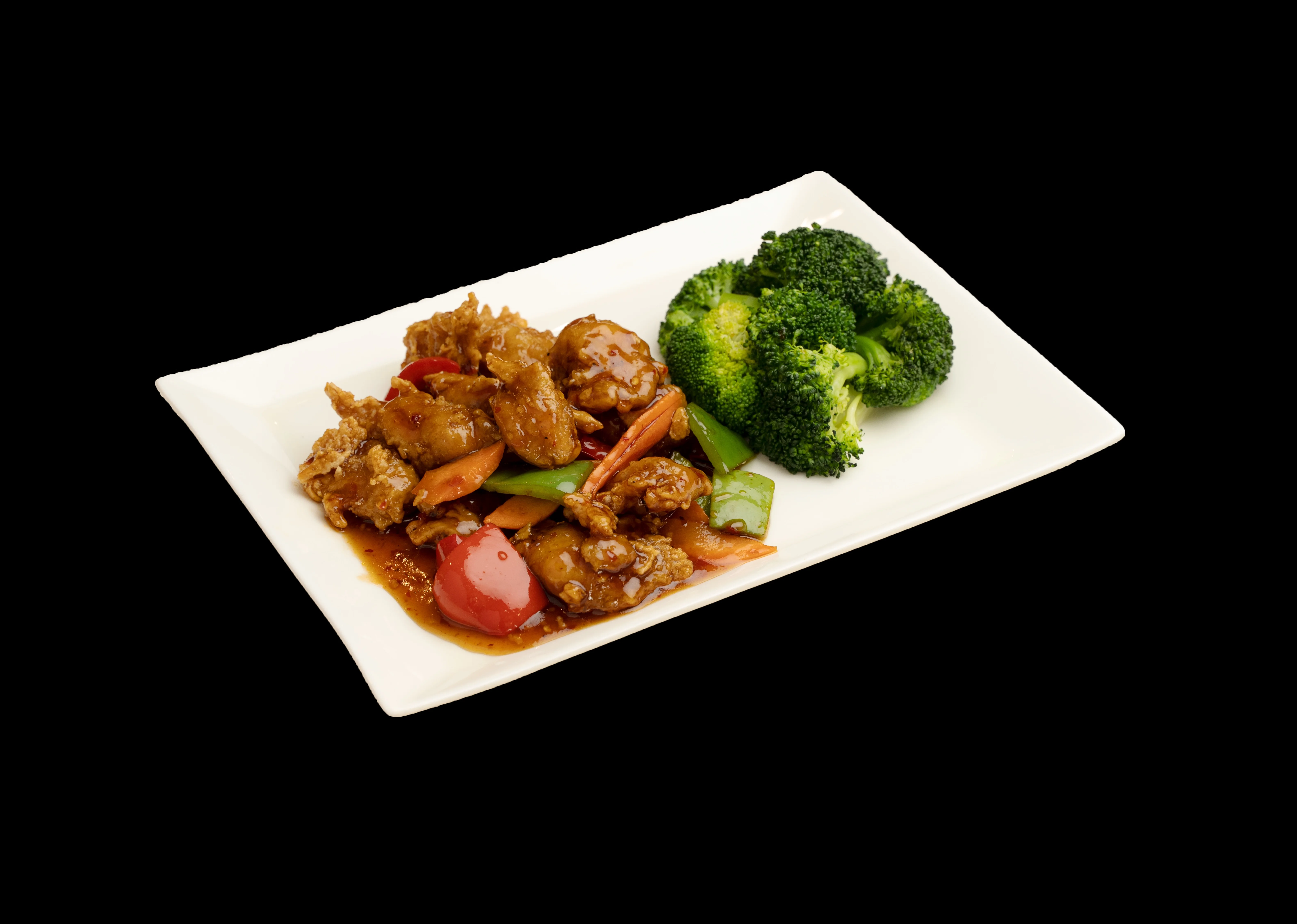 A beautifully arranged plate of gourmet food with vibrant colors.