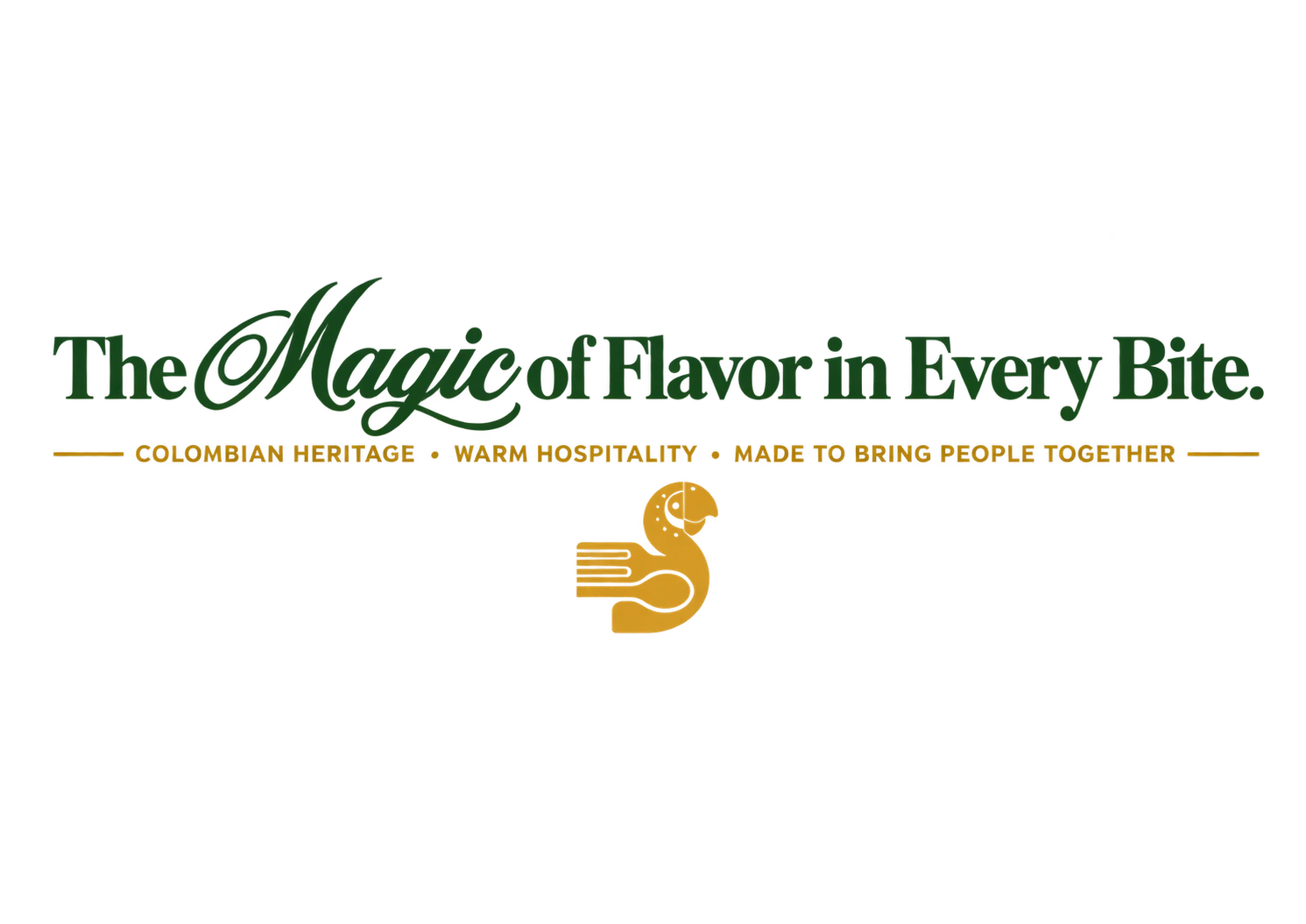 Colombian restaurant logo emphasizing flavor and hospitality
