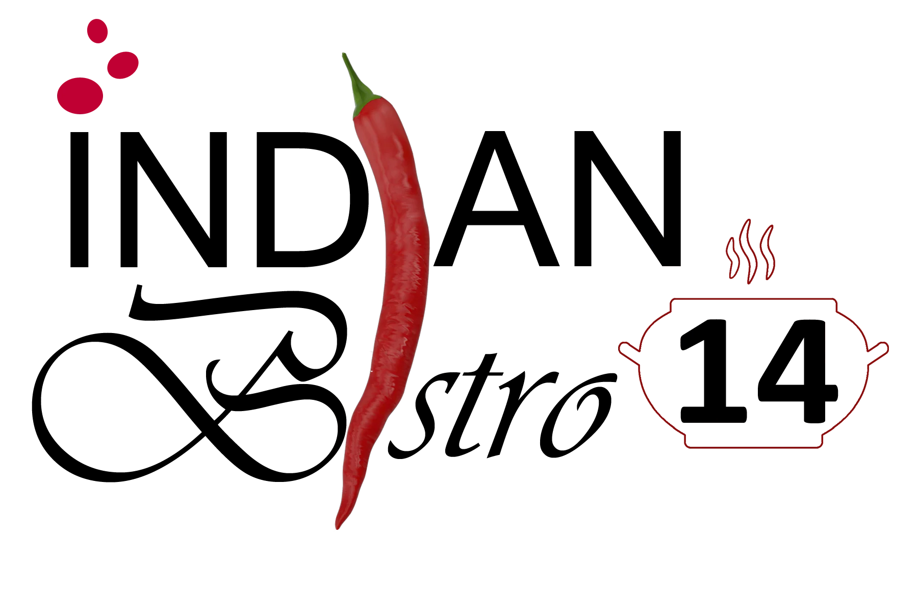Logo design featuring a red chili pepper and cooking elements