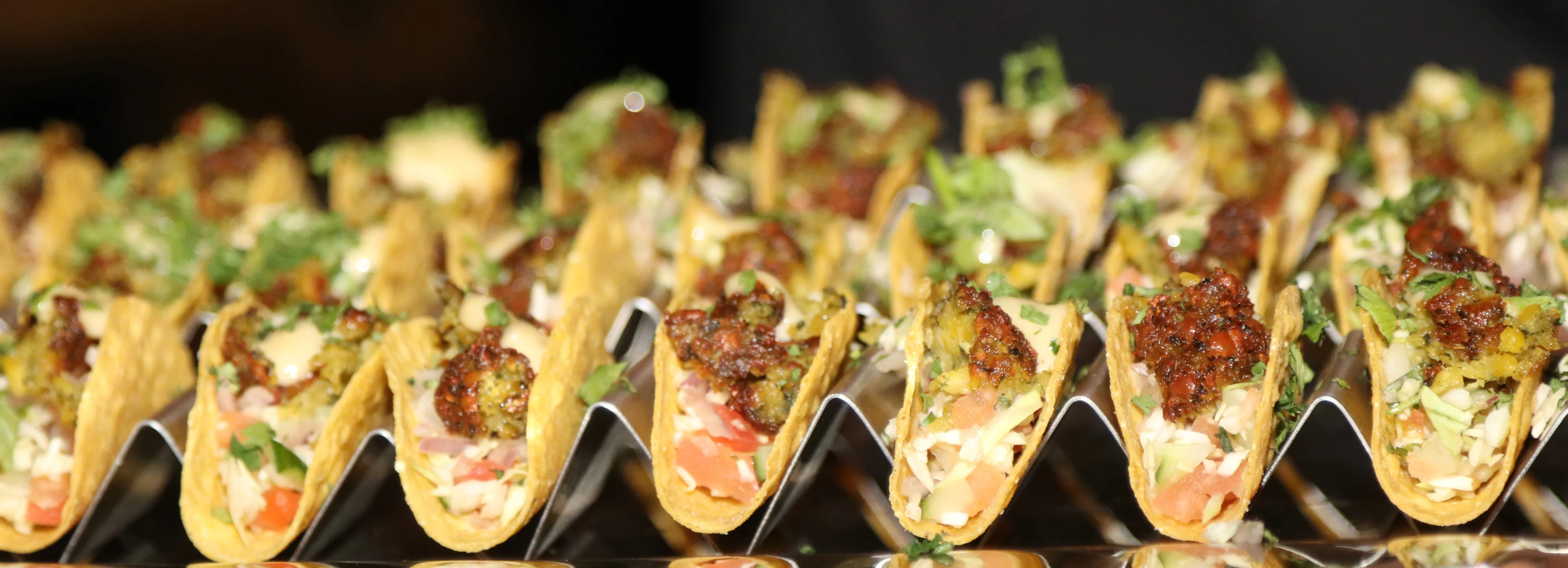 Close up of assorted tacos served at Exit 4 Food Hall in Mount Kisco, NY
