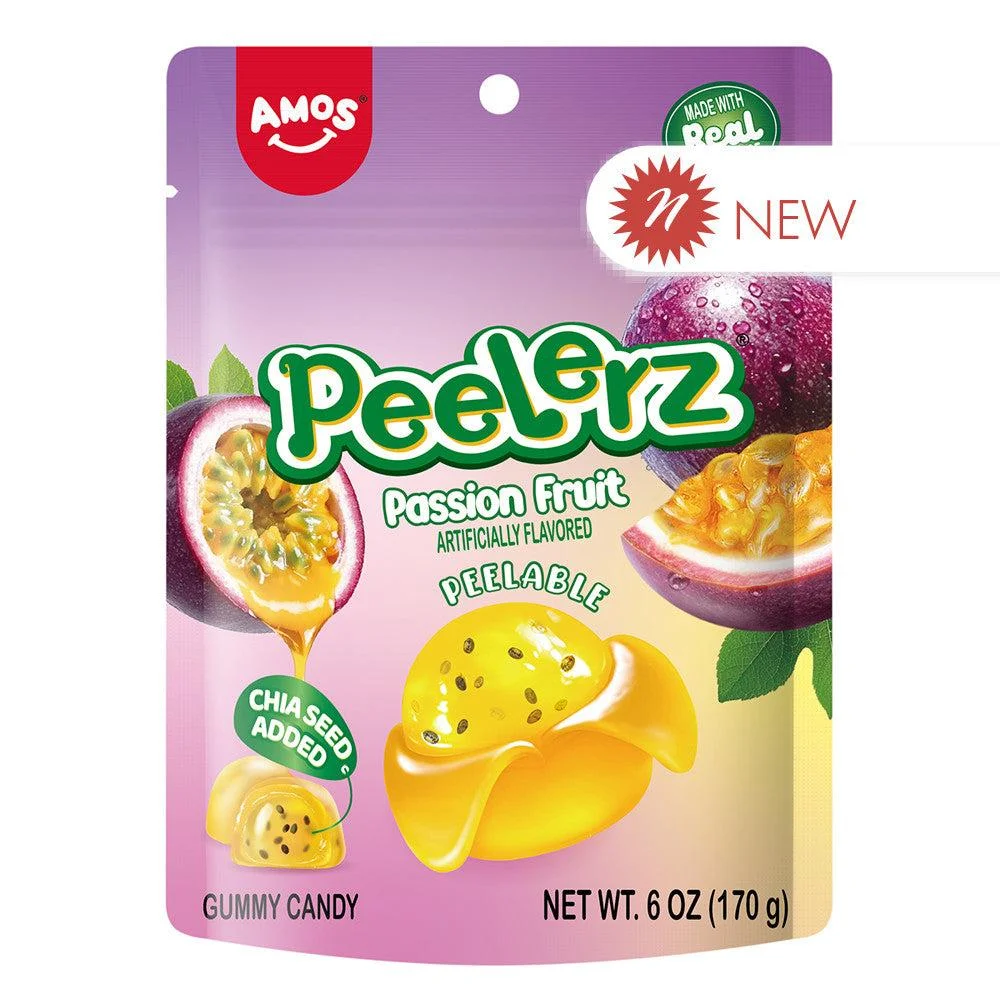 Amos Peelerz Passion Fruit Gummy Candy 6oz