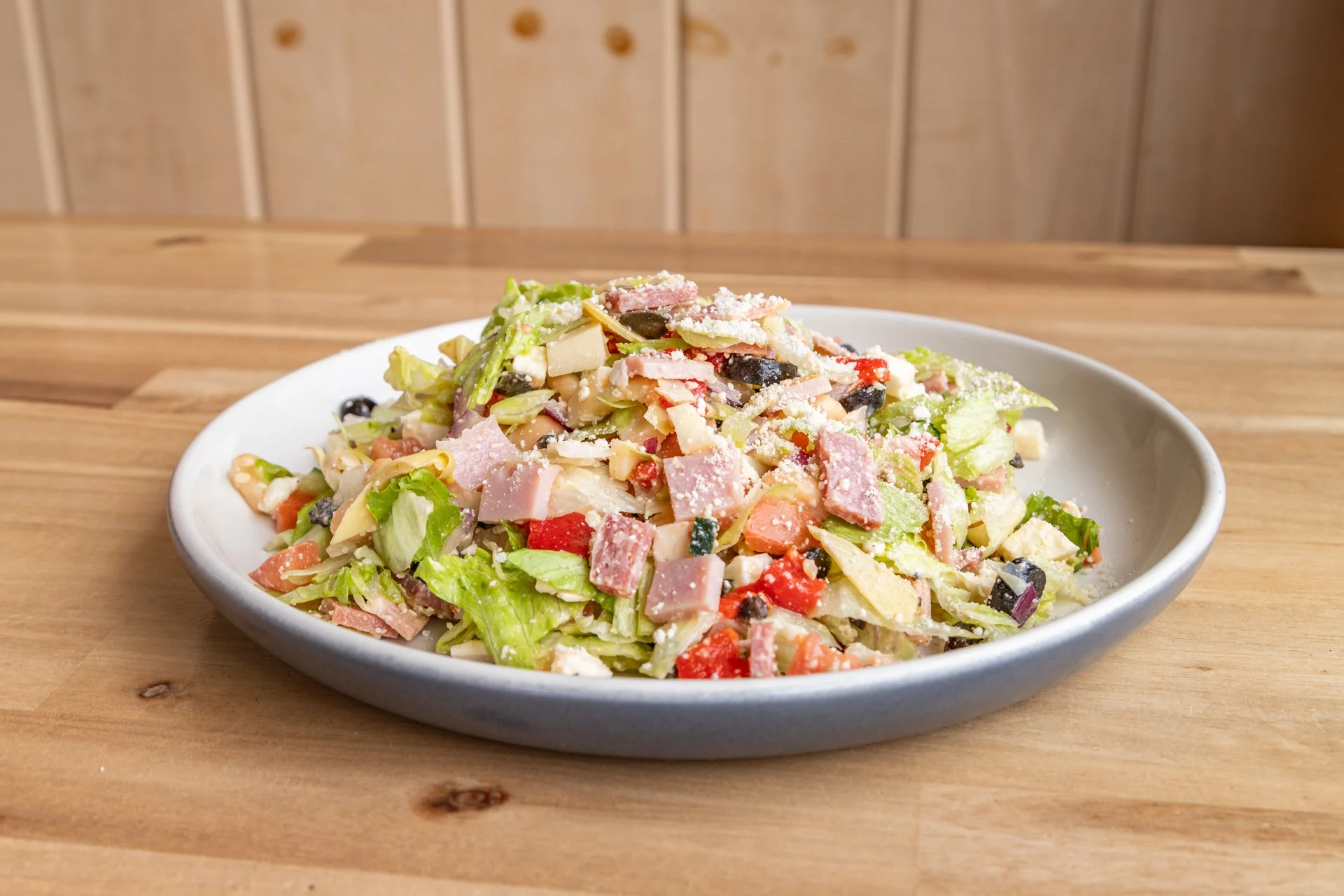 Italian antipasto salad with fresh vegetables and meats
