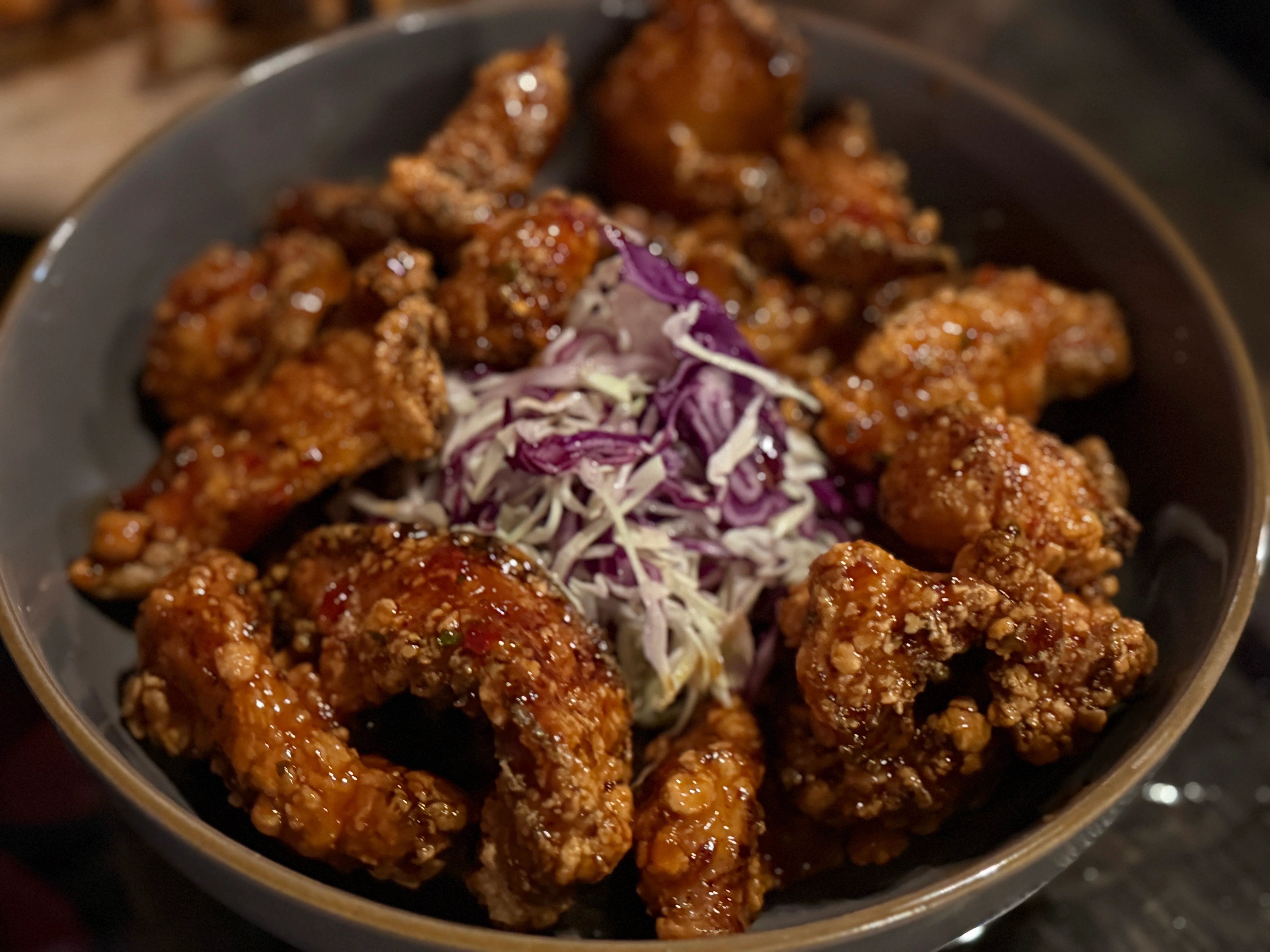 Crispy Korean fried chicken with cabbage slaw