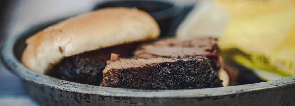 Texas-style brisket sandwich on a bun