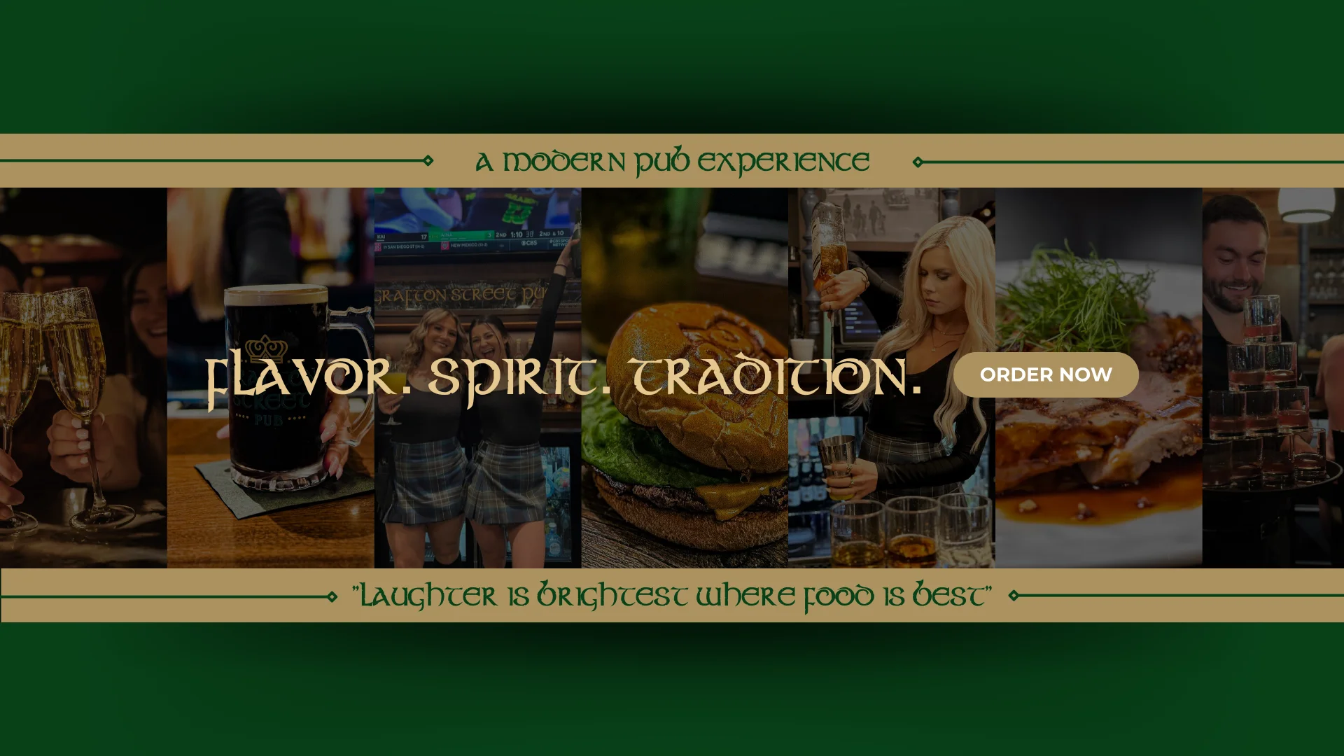 Modern pub experience with drinks and food