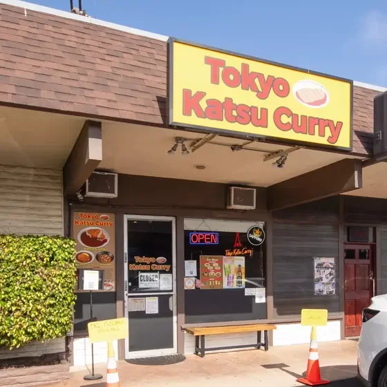 Exterior of Tokyo Katsu Curry restaurant with open sign