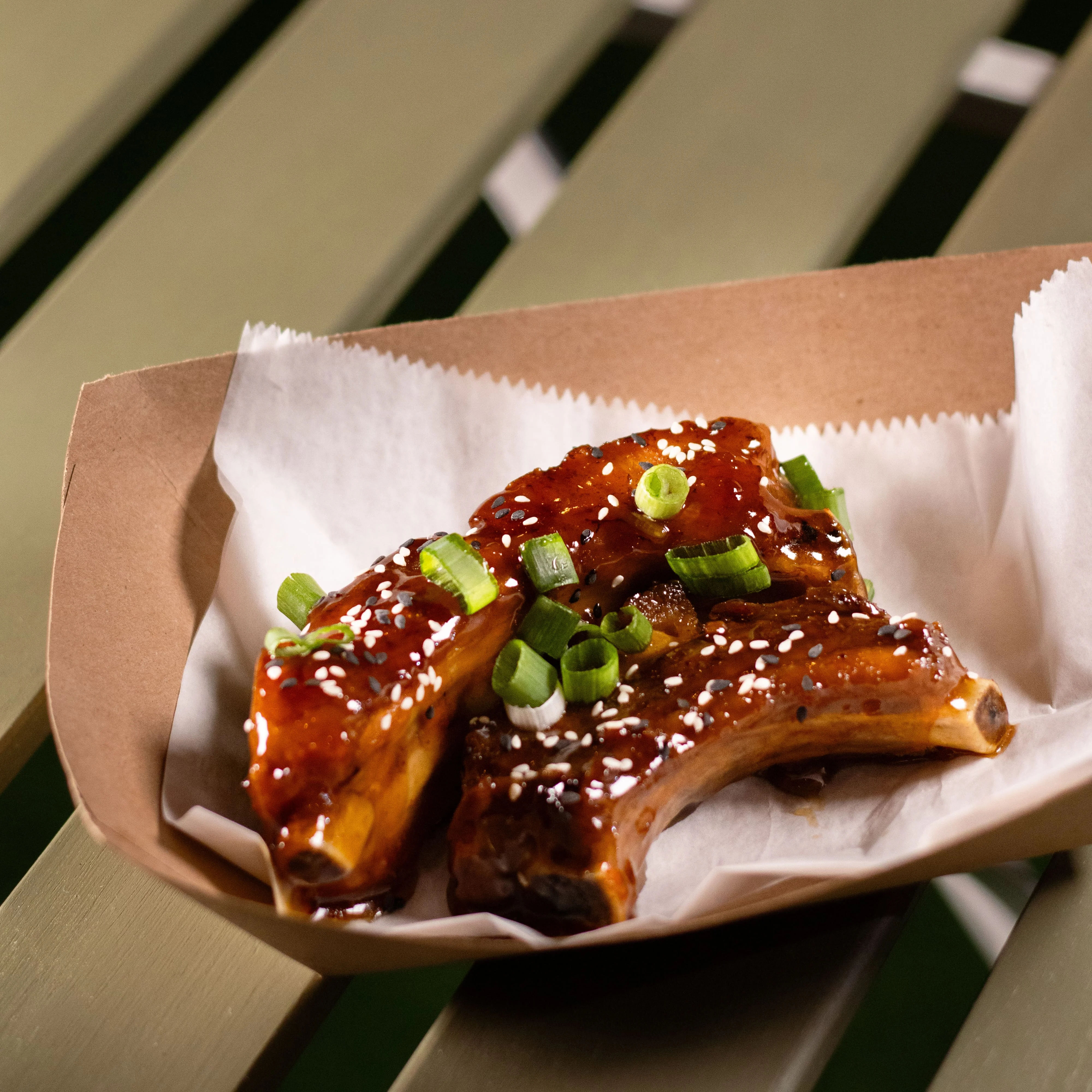 Korean BBQ pork ribs glazed with sweet sauce