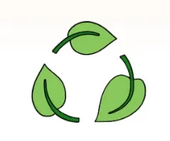Green leaves in a recycling symbol representing sustainability