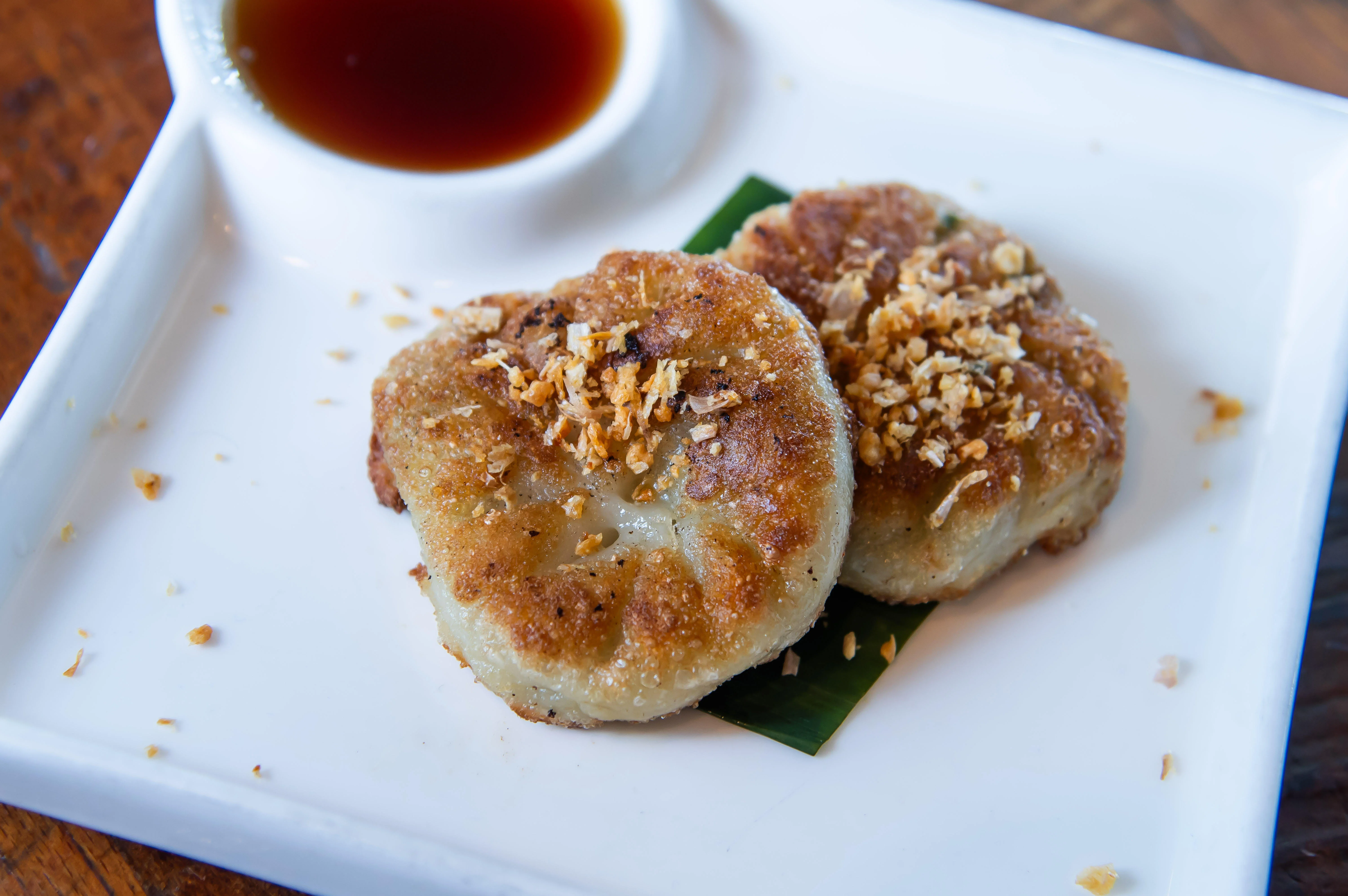 Crispy Vietnamese banh khot with dipping sauce