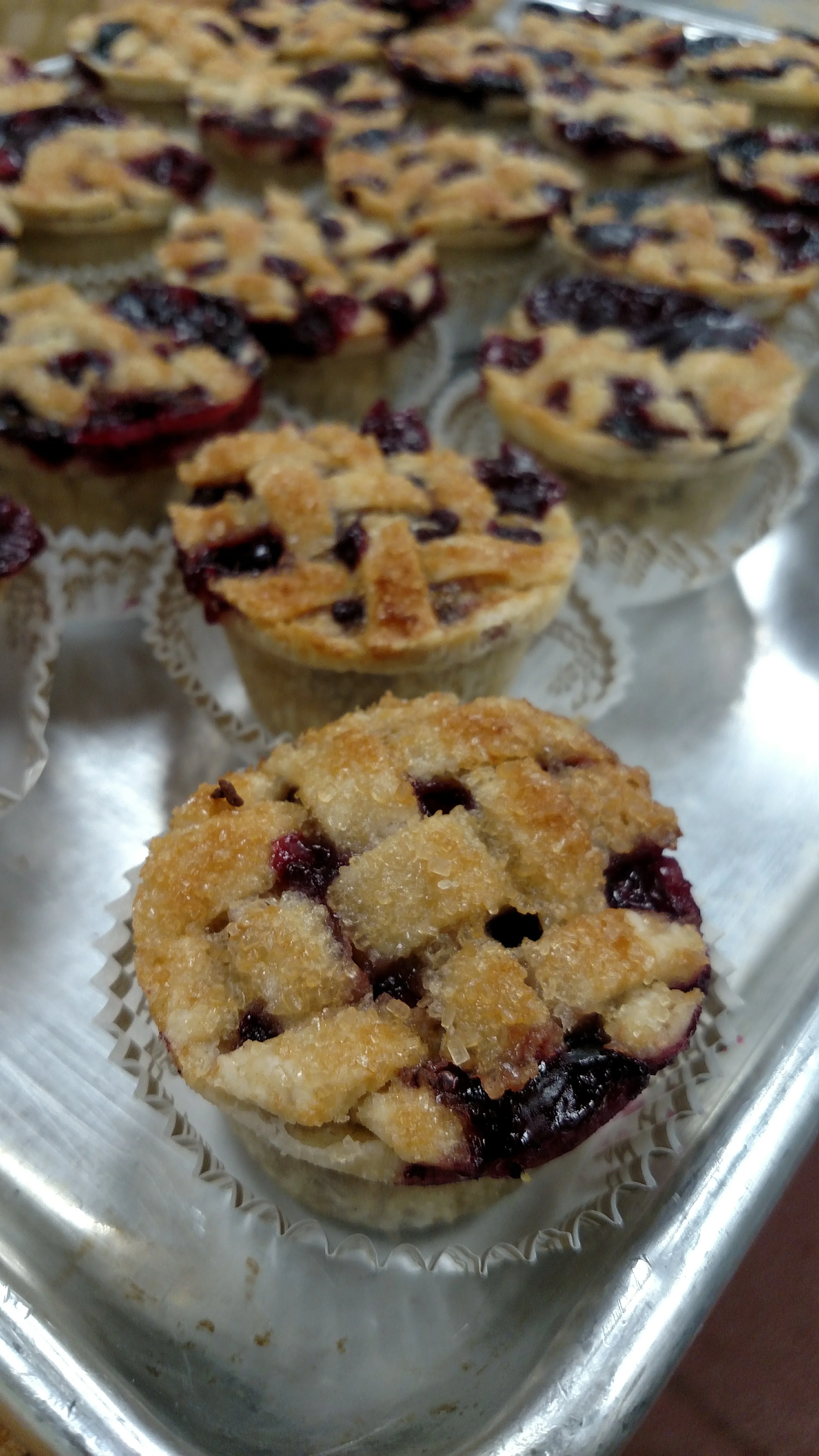 Miniature berry pies with lattice crust