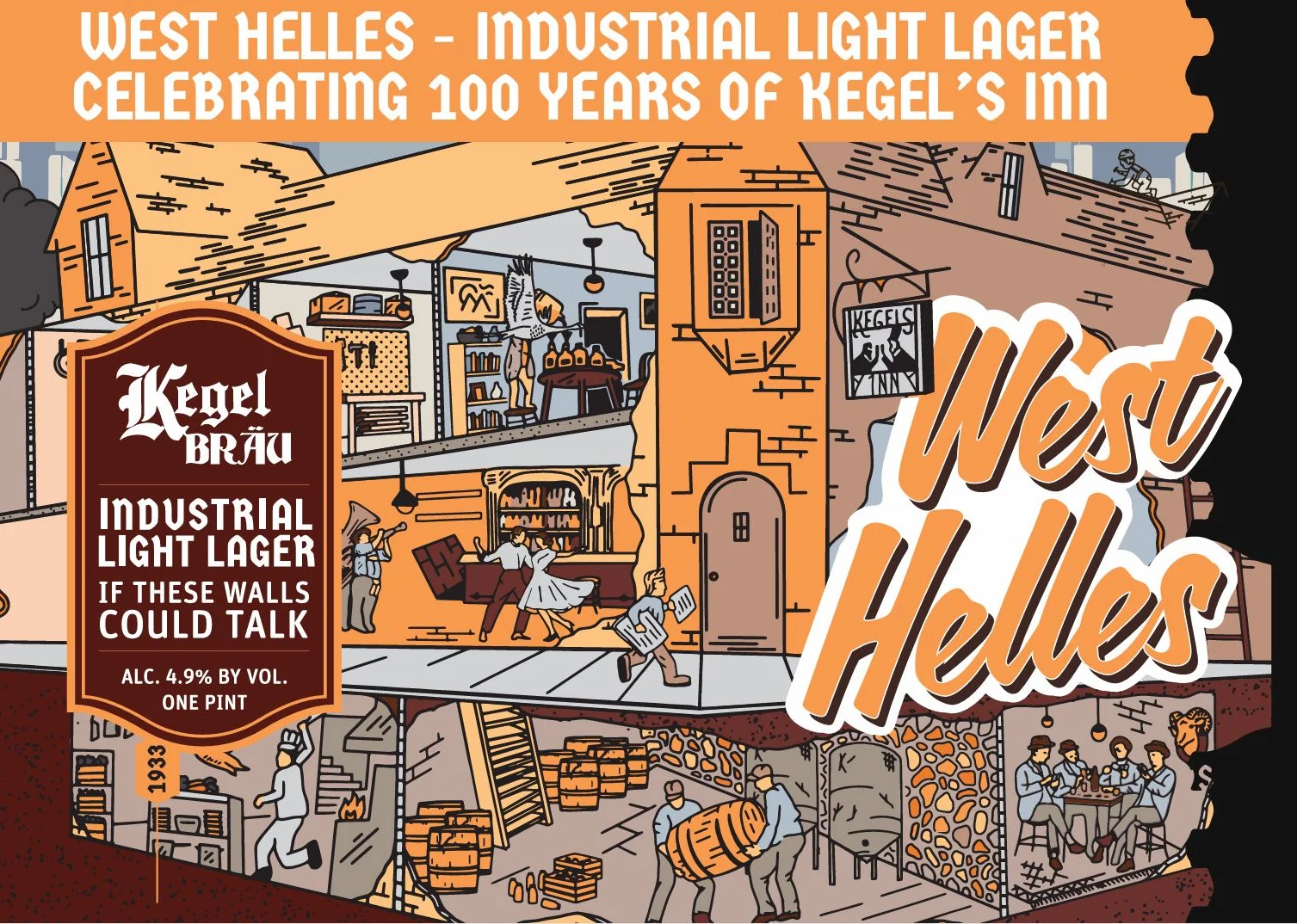 Kegel Bräu beer labels celebrating 100 years of Kegel's Inn