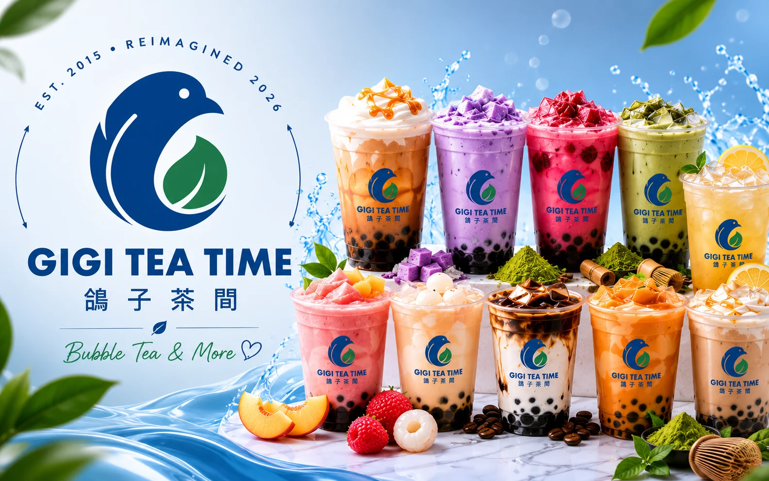 Colorful bubble tea drinks from Gigi Tea Time