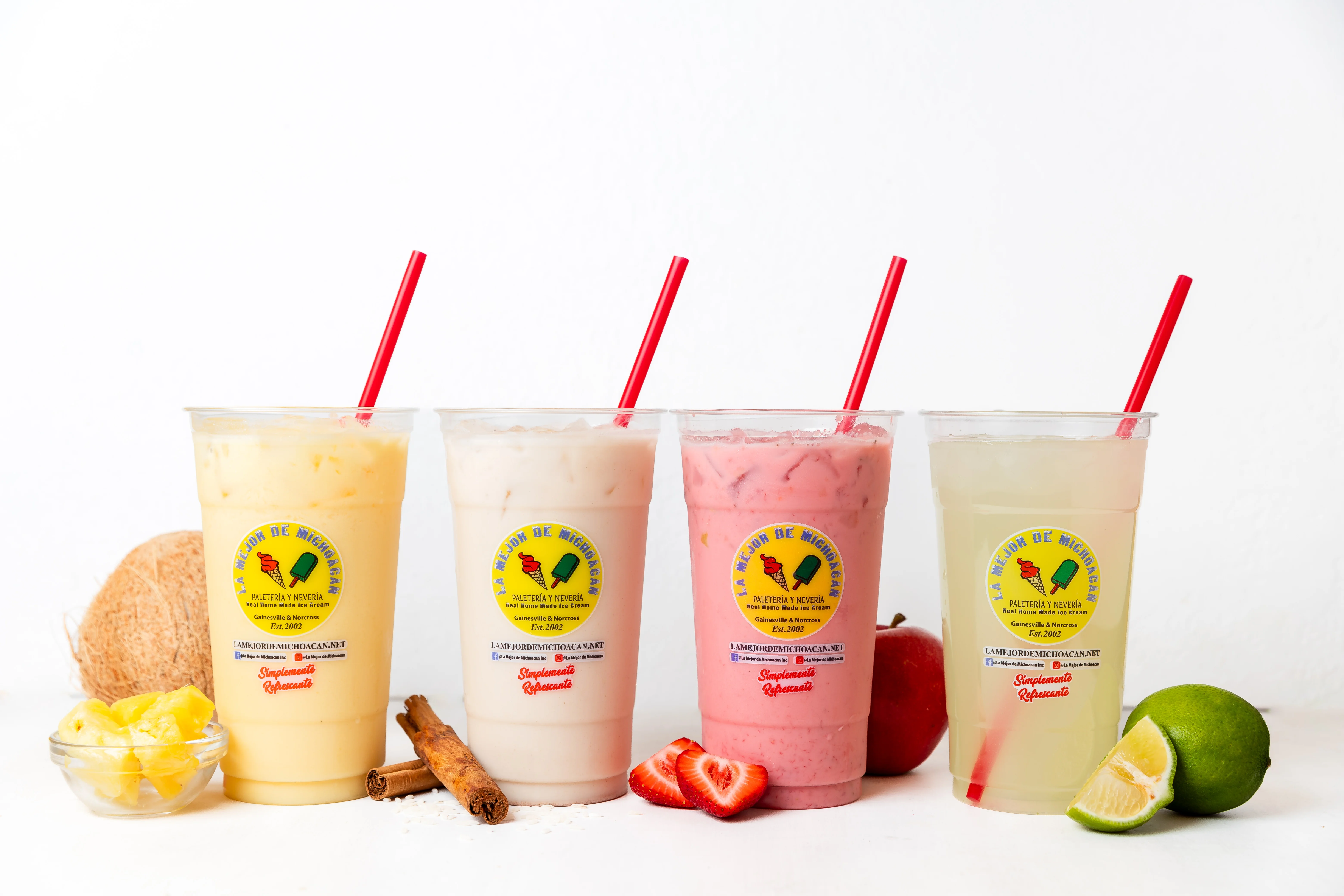Refreshing Mexican aguas frescas in colorful cups