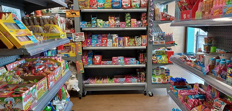 Large candy selection on retail shelves
