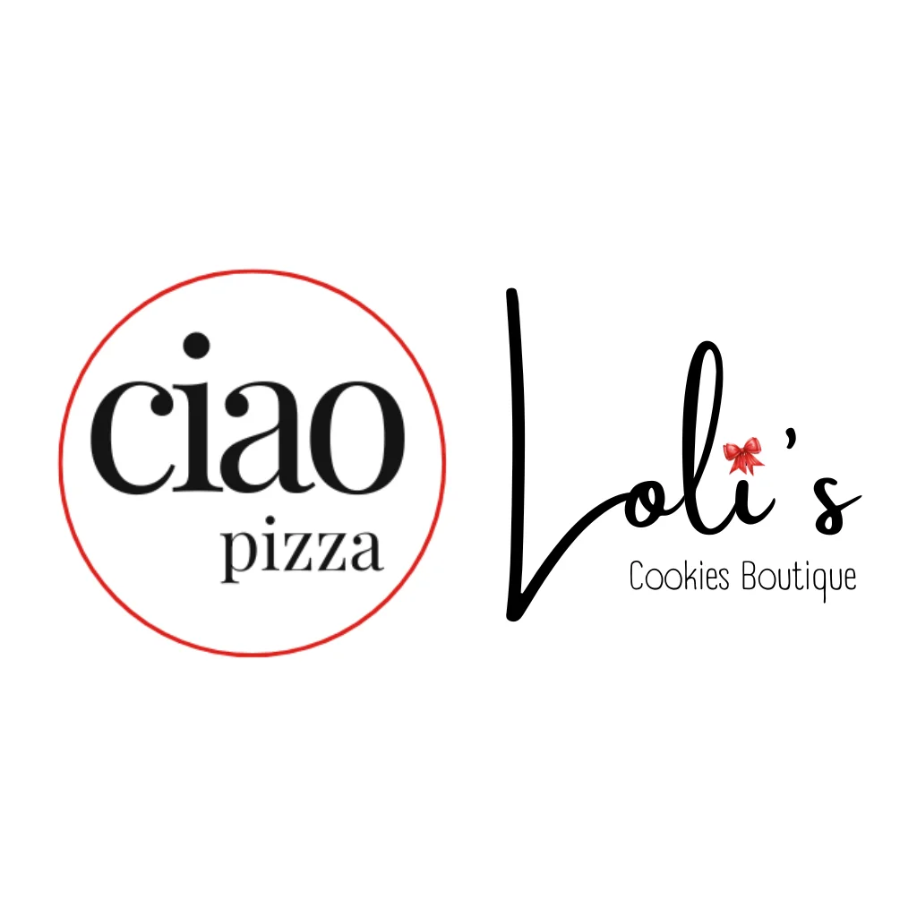 Logos of Ciao Pizza and Loli's Cookies Boutique