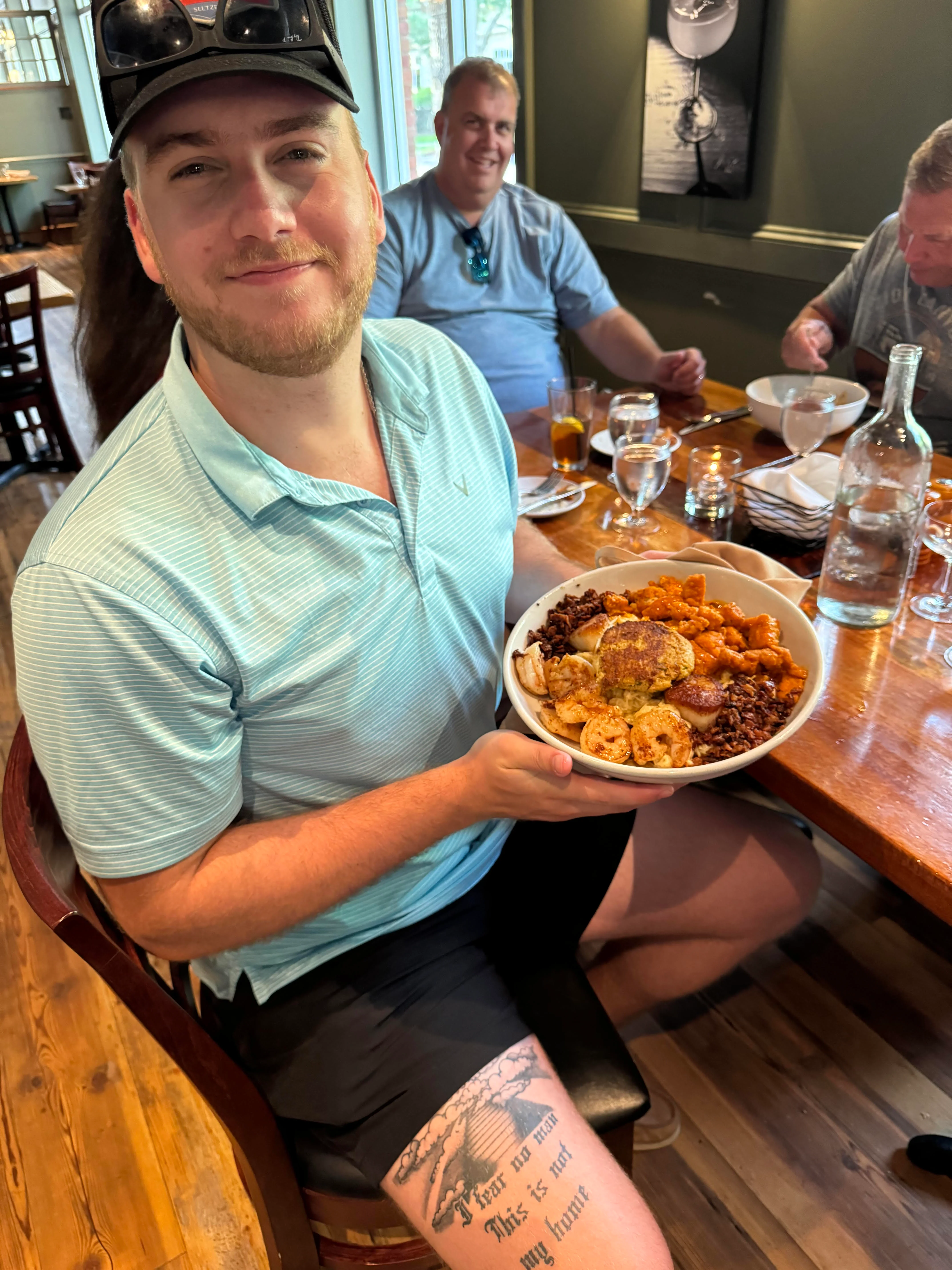 Southern-style shrimp and grits served in a cozy restaurant setting