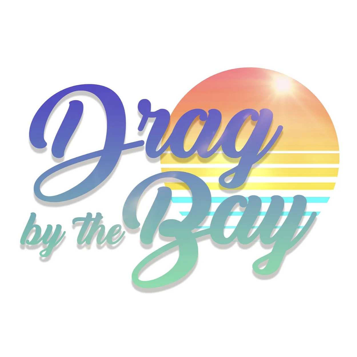 Logo for Drag by the Bay event with vibrant colors and retro design