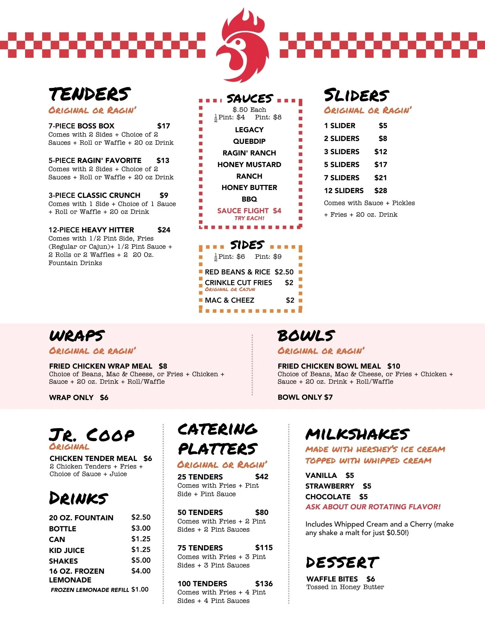 ragin chicken co menu