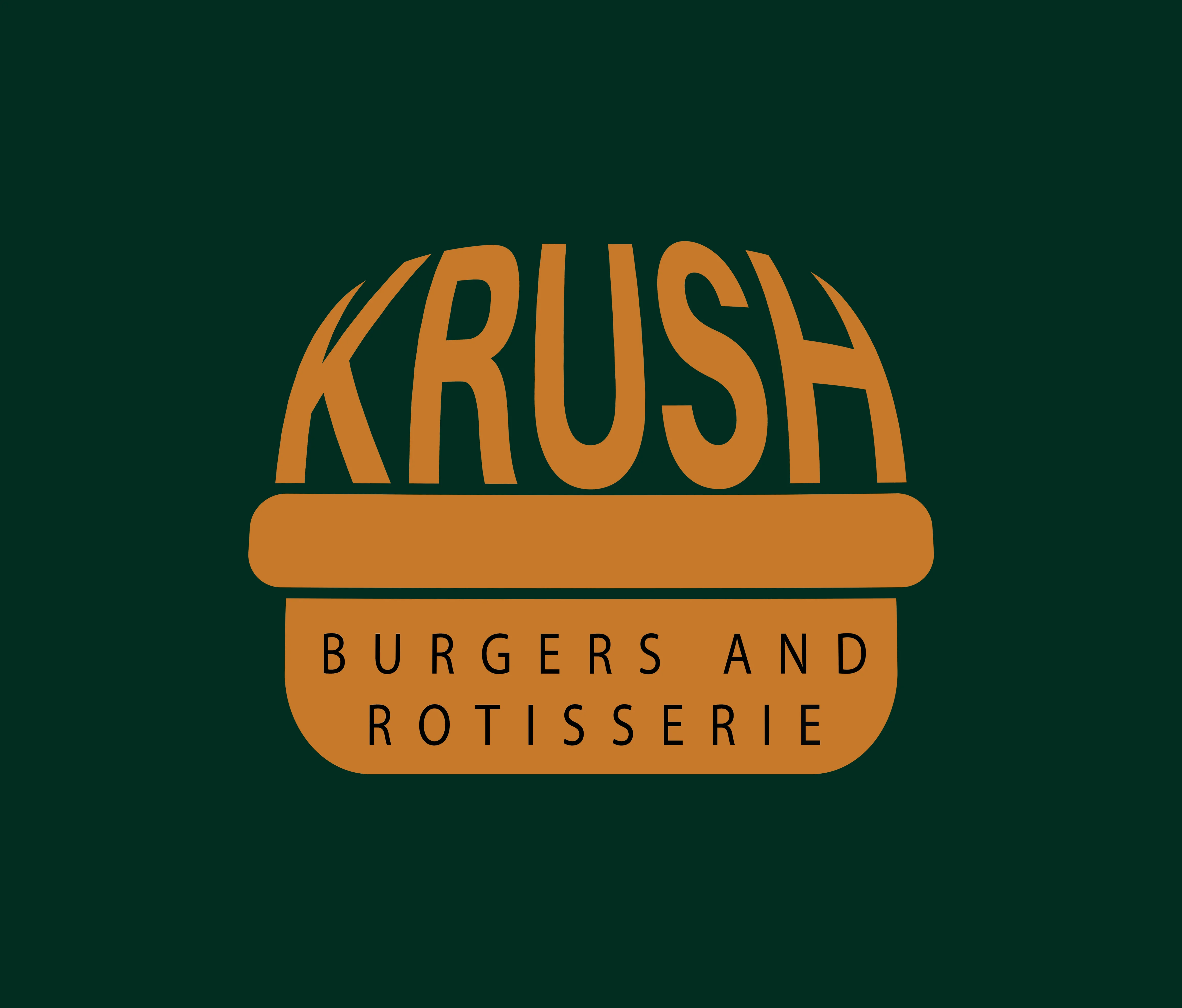 Logo of Krush Burgers and Rotisserie restaurant